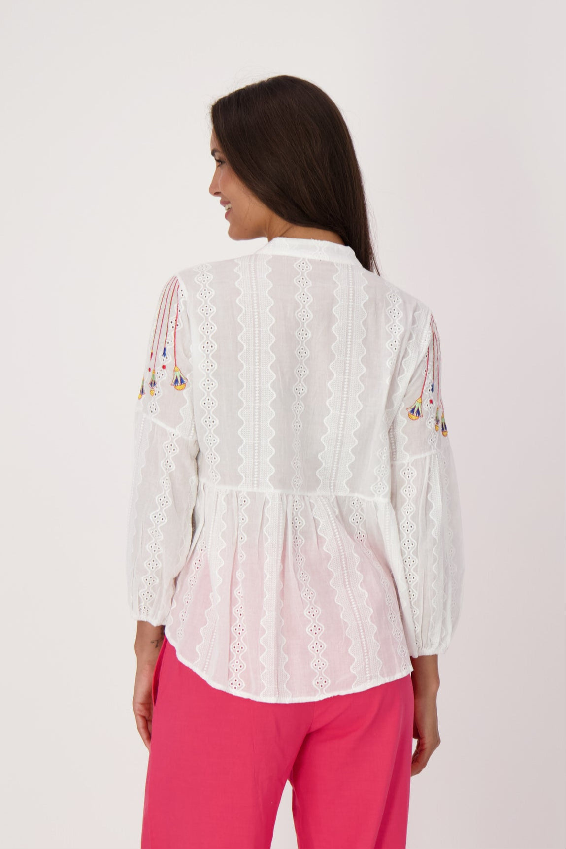 Embroidered String Of Lights Ruffle Blouse