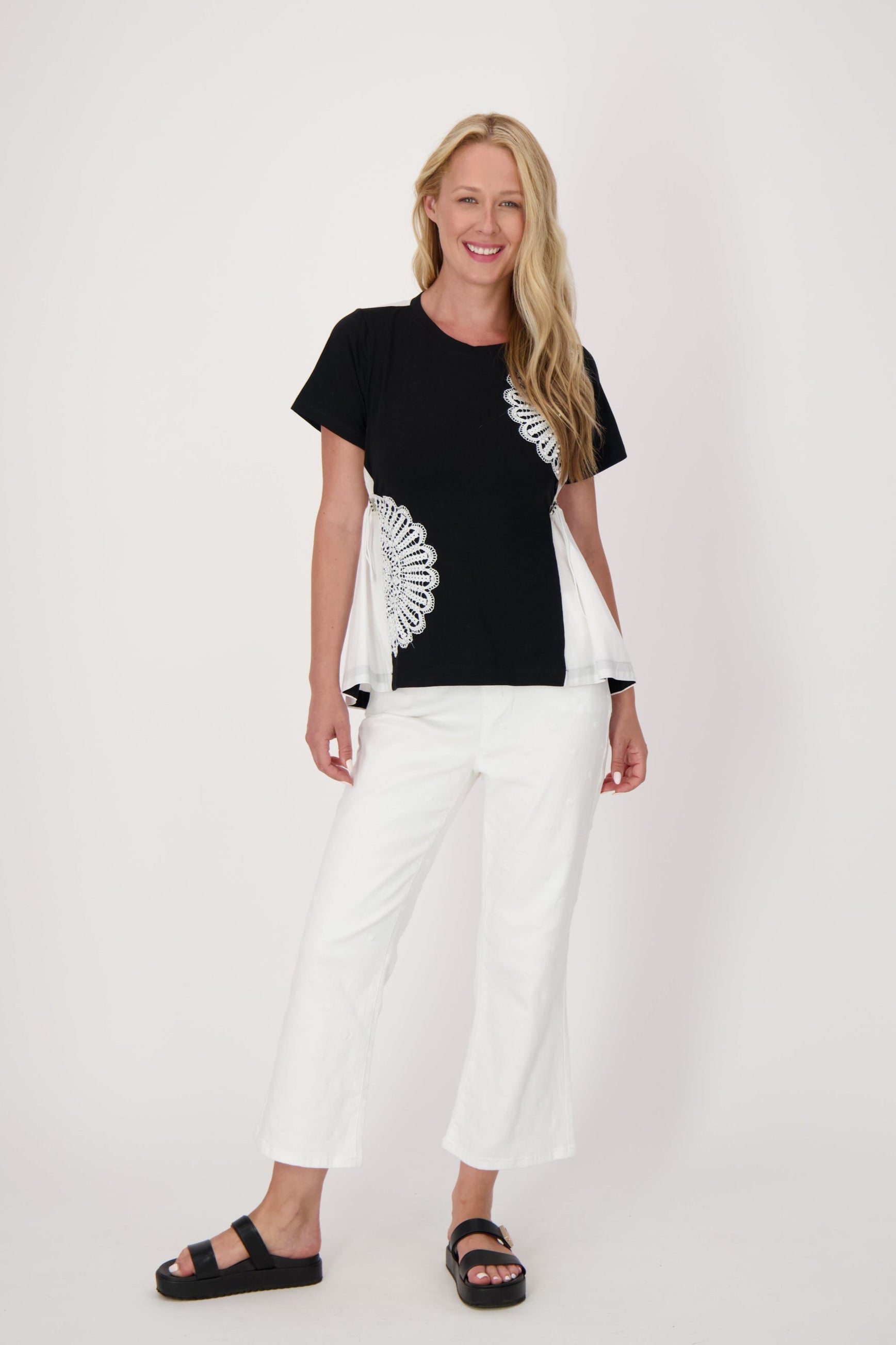 Pointelle Flower T-Shirt
