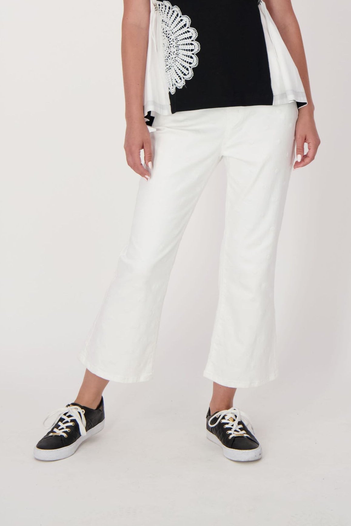 Jacquard Dot Denim Ankle Pant