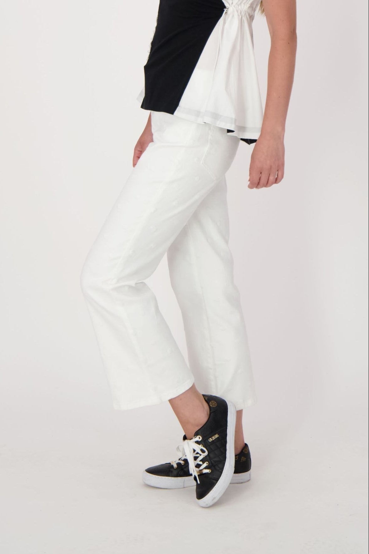 Jacquard Dot Denim Ankle Pant