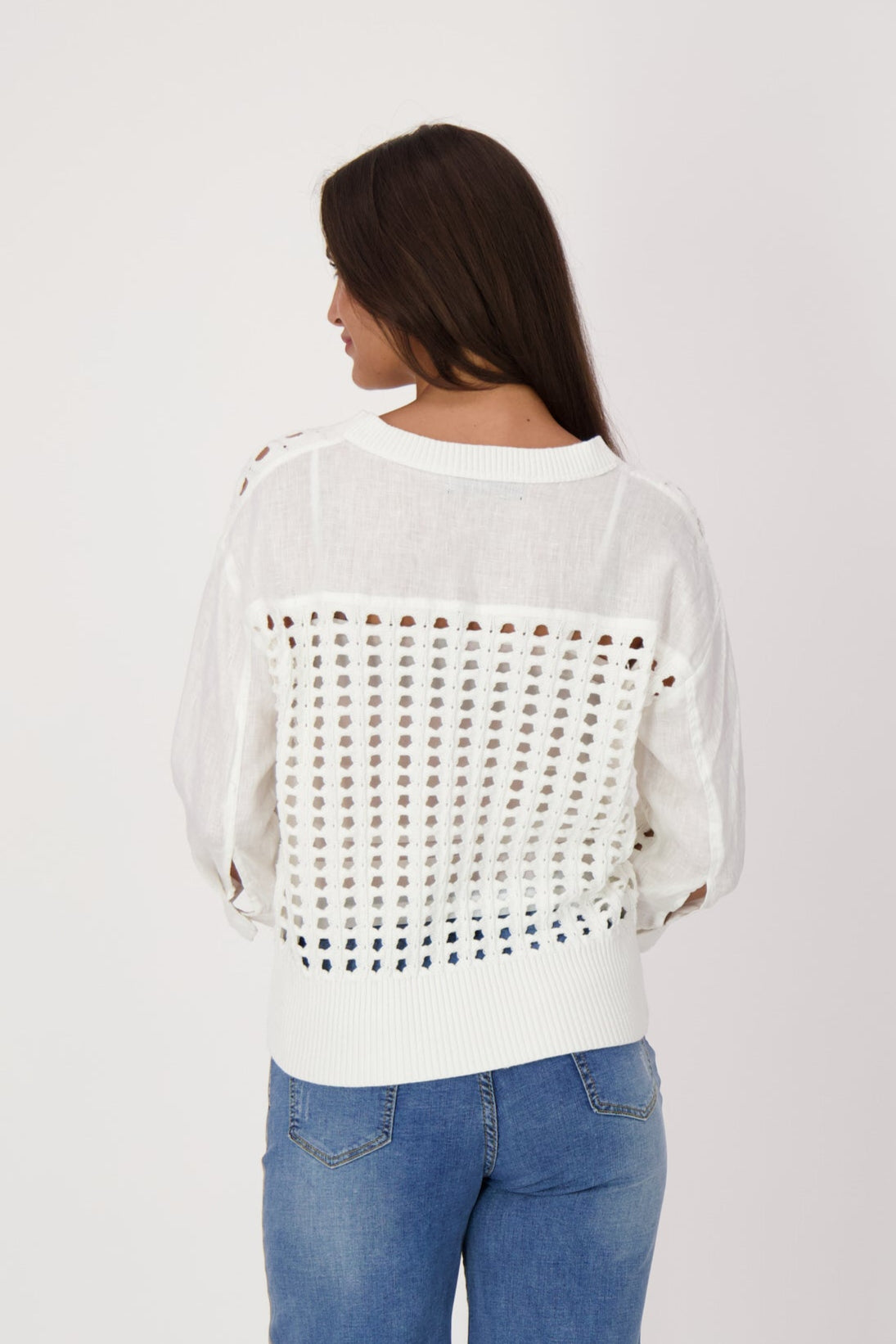 Open Weave Knit Cotton Sweater With Tank