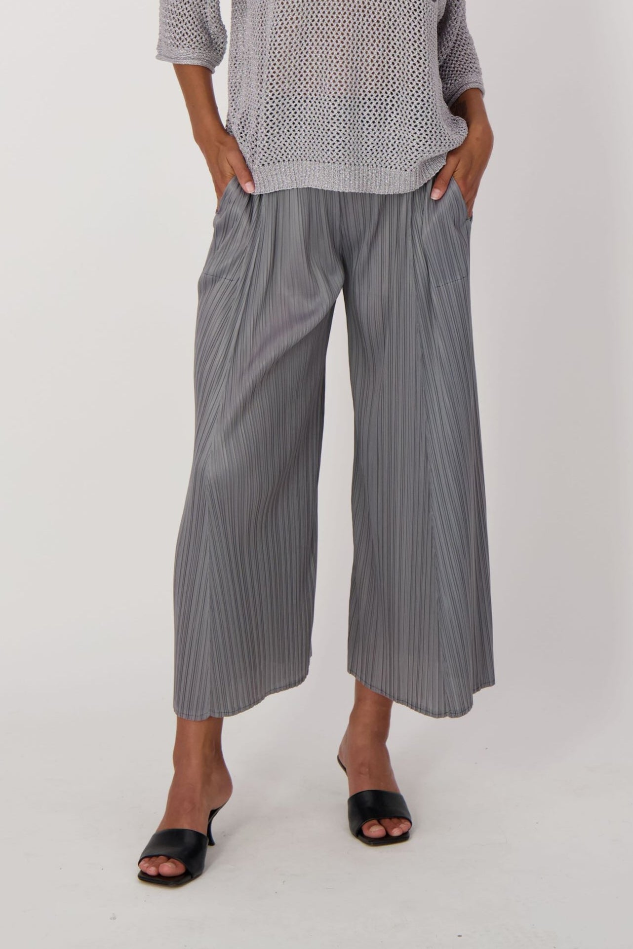 Silver Plisse Pant