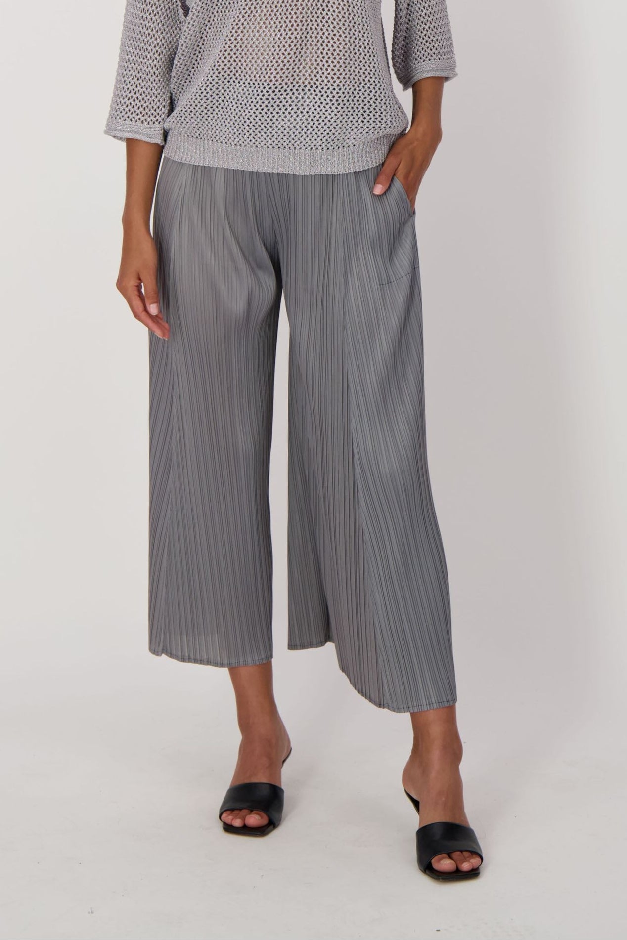 Silver Plisse Pant