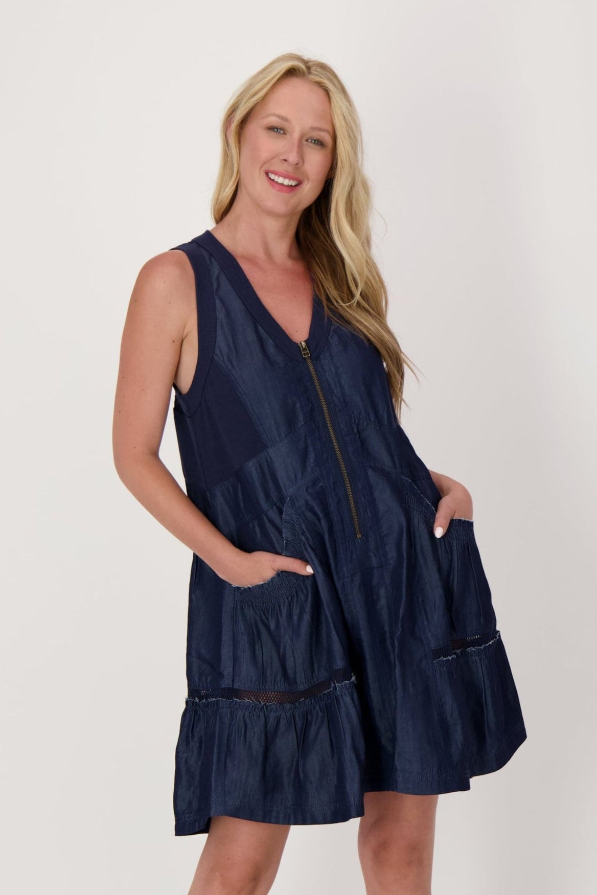 Tiered Multi Media Mini Dress