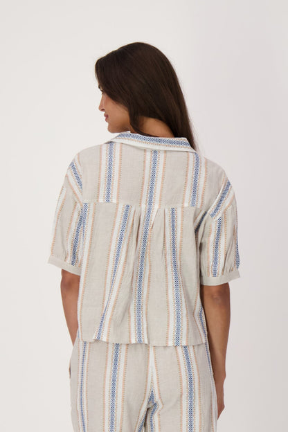 Striped Linen-Blend Top