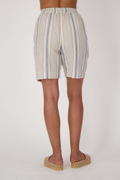 Linen-Blend Striped Shorts