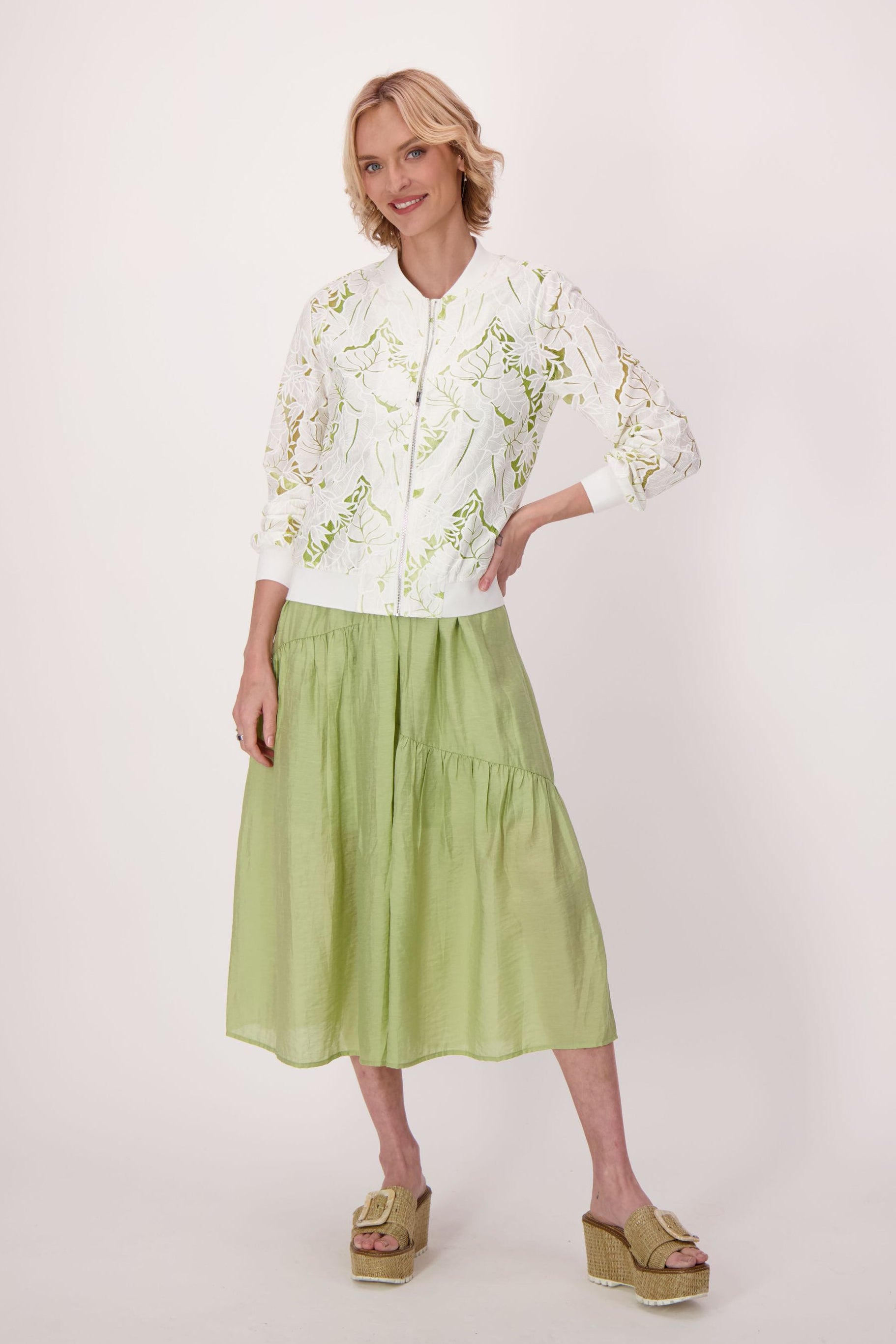 Floral Cutwork Bomber Jacket
