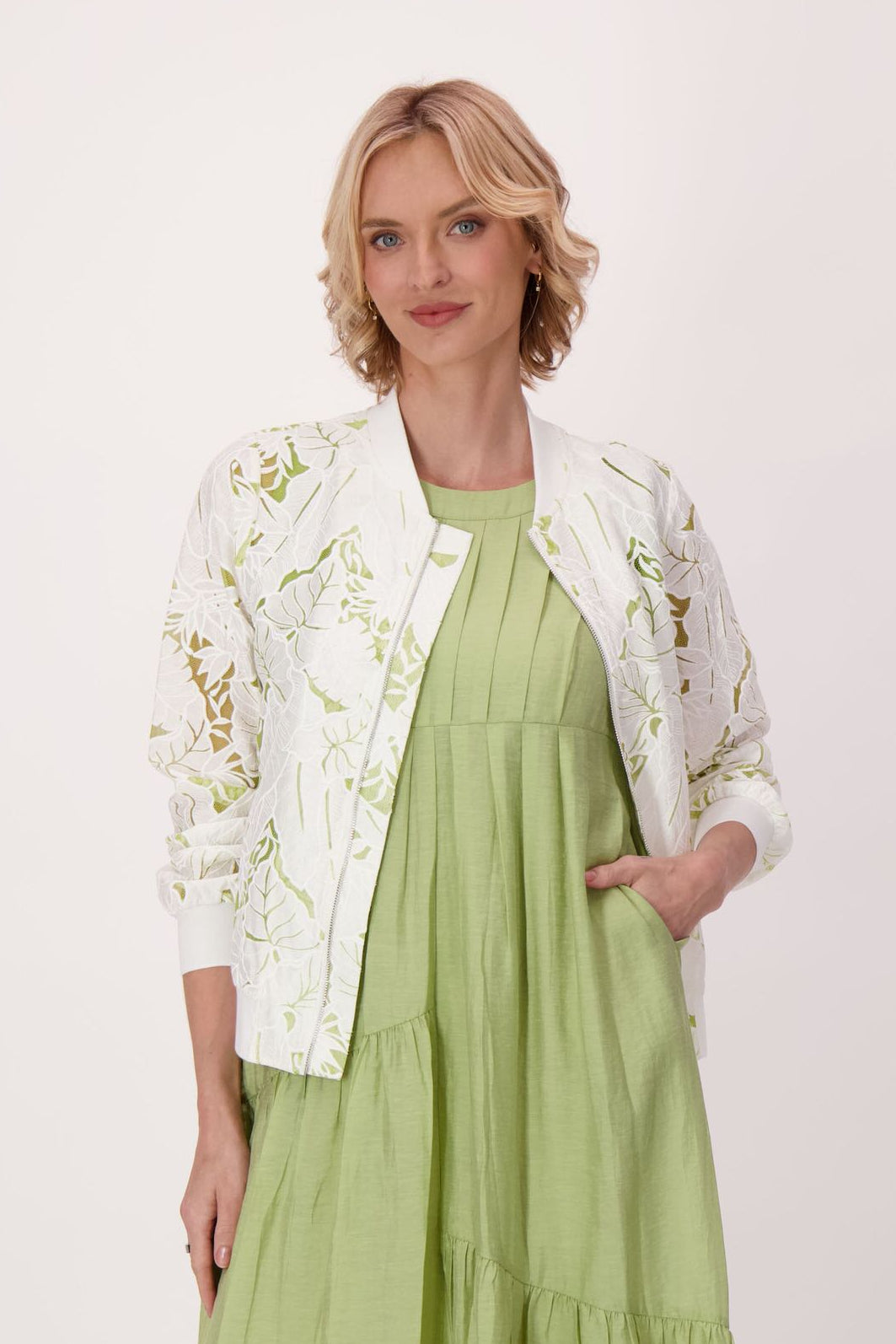 Floral Cutwork Bomber Jacket
