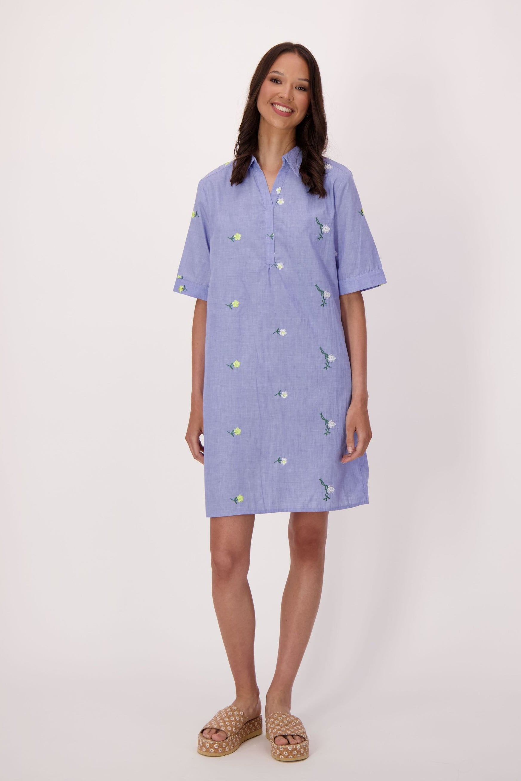 Daisy Embroidered Cotton Tunic Dress