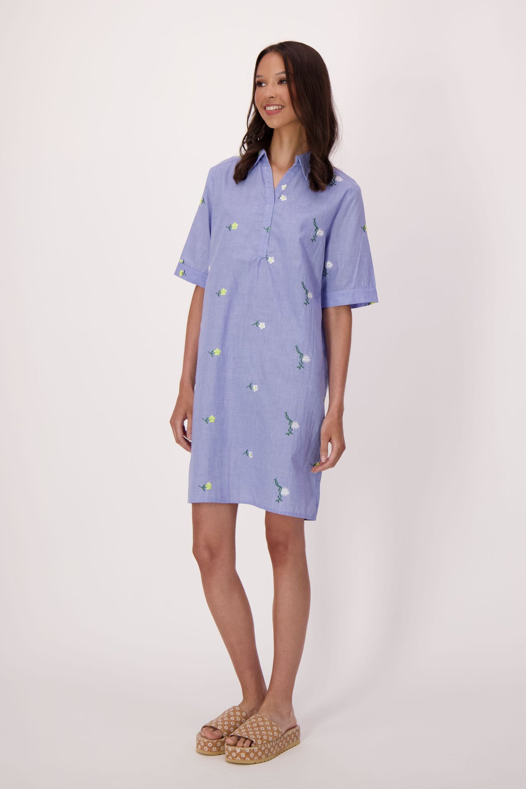 Daisy Embroidered Cotton Tunic Dress