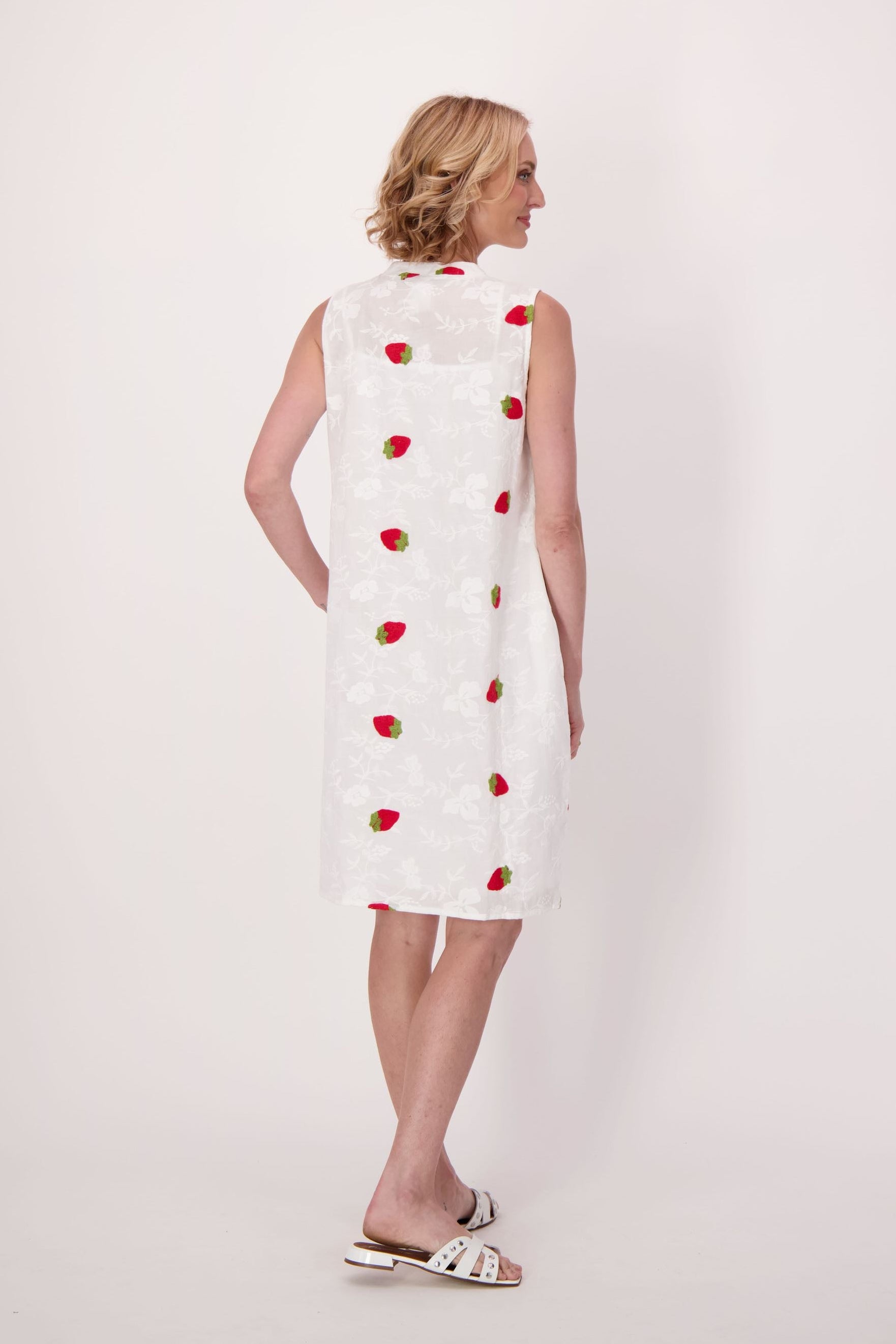 Strawberries Jacquard Cotton Dress With Cami