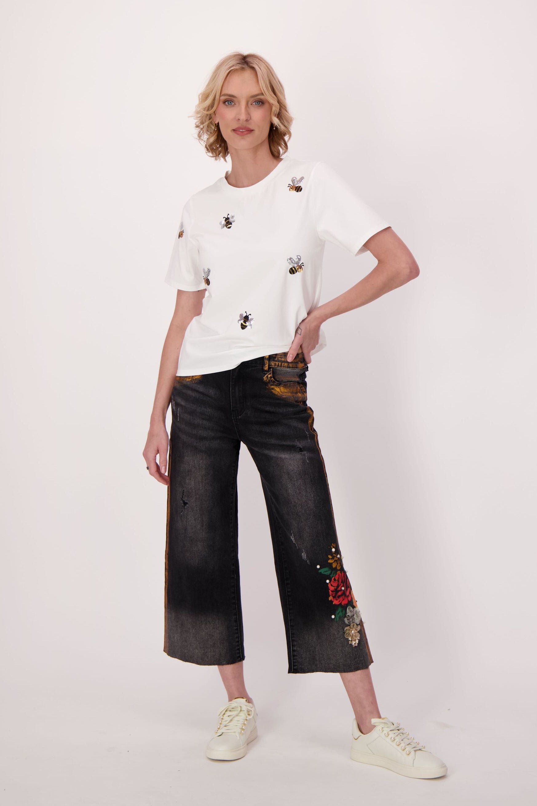 Sequin Bee Cotton T-Shirt