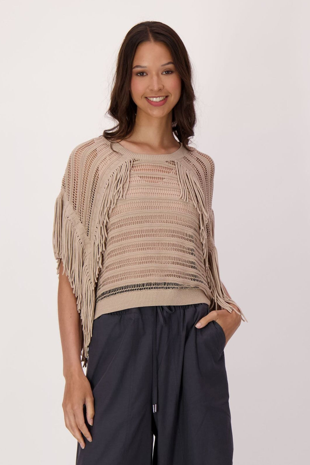 Fringe Cotton-Blend Sweater
