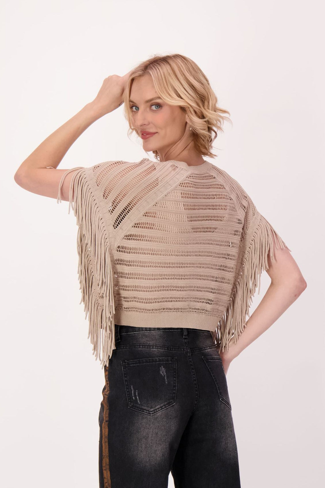 Fringe Cotton-Blend Sweater