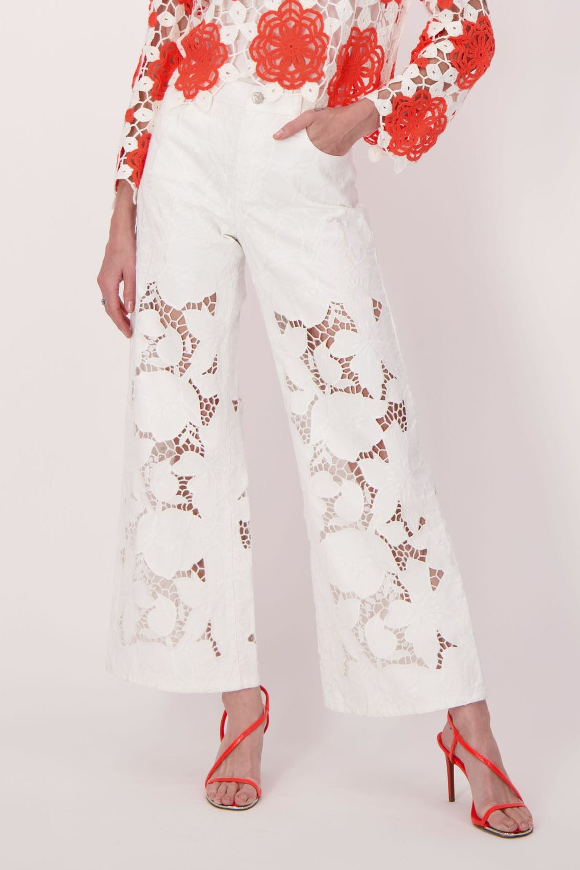 Floral Cutwork Embroidered Denim Pant