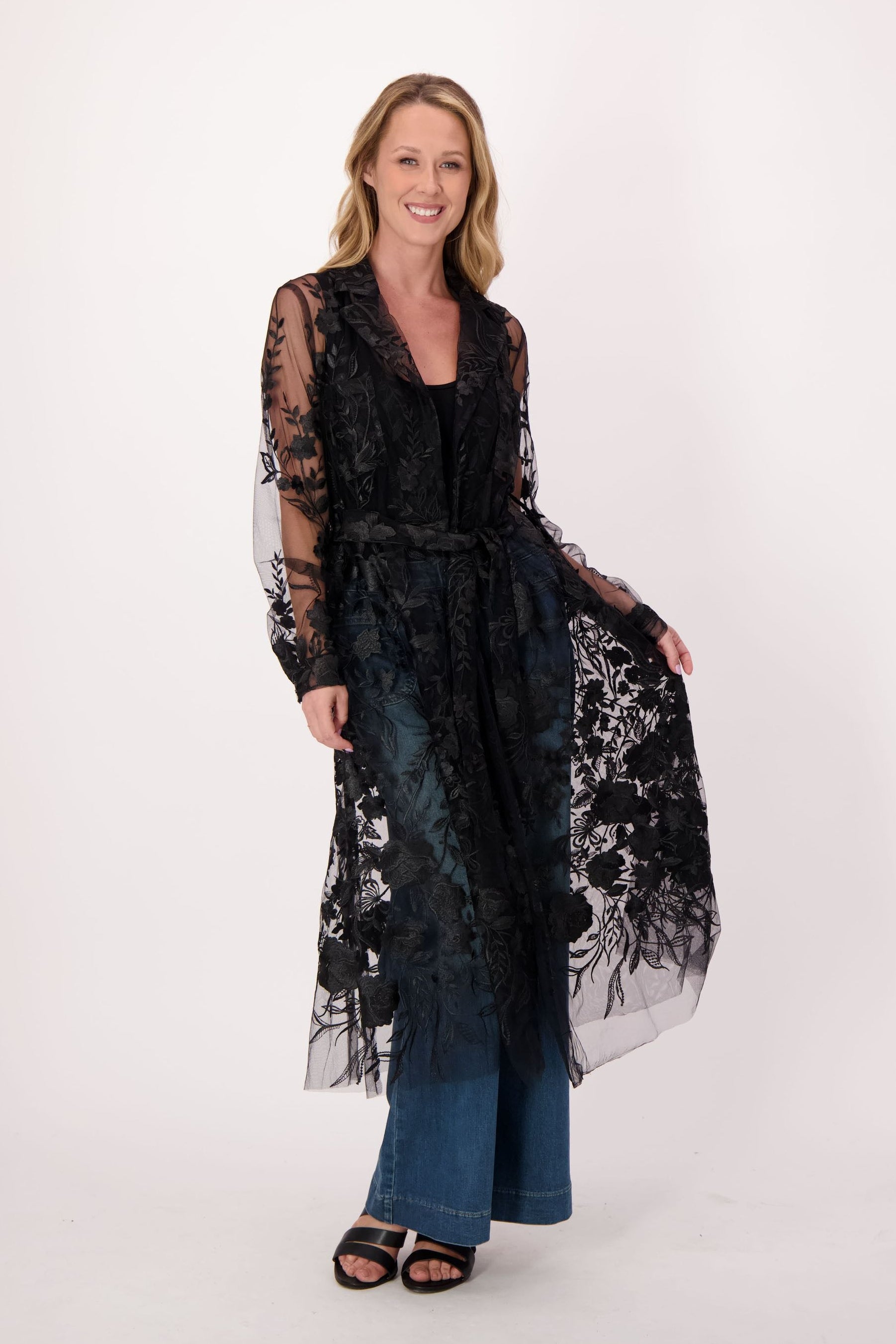 Black Lace Trench Dress/Jacket