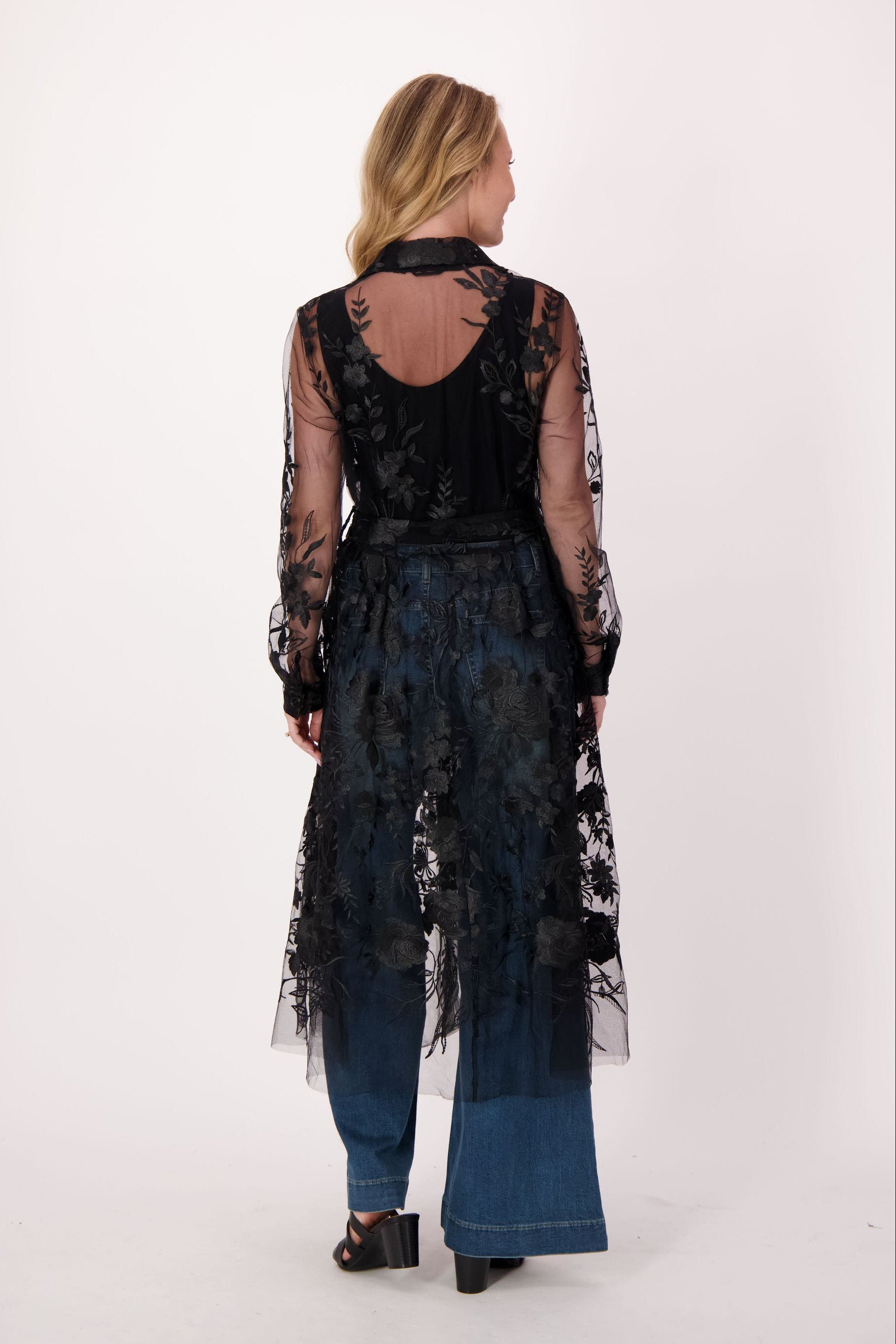 Black Lace Trench Dress/Jacket