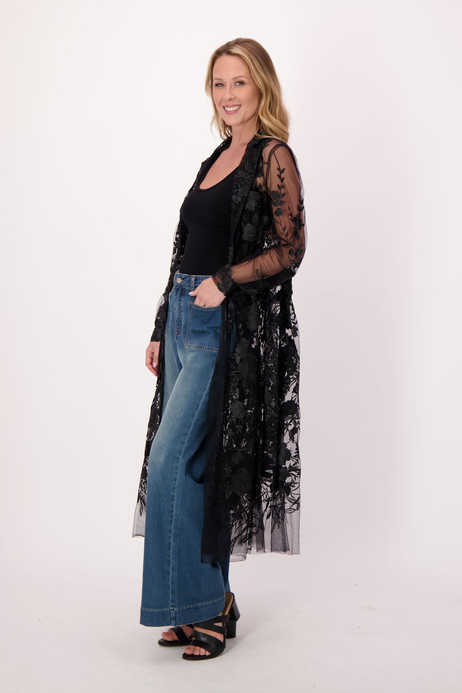 Black Lace Trench Dress/Jacket