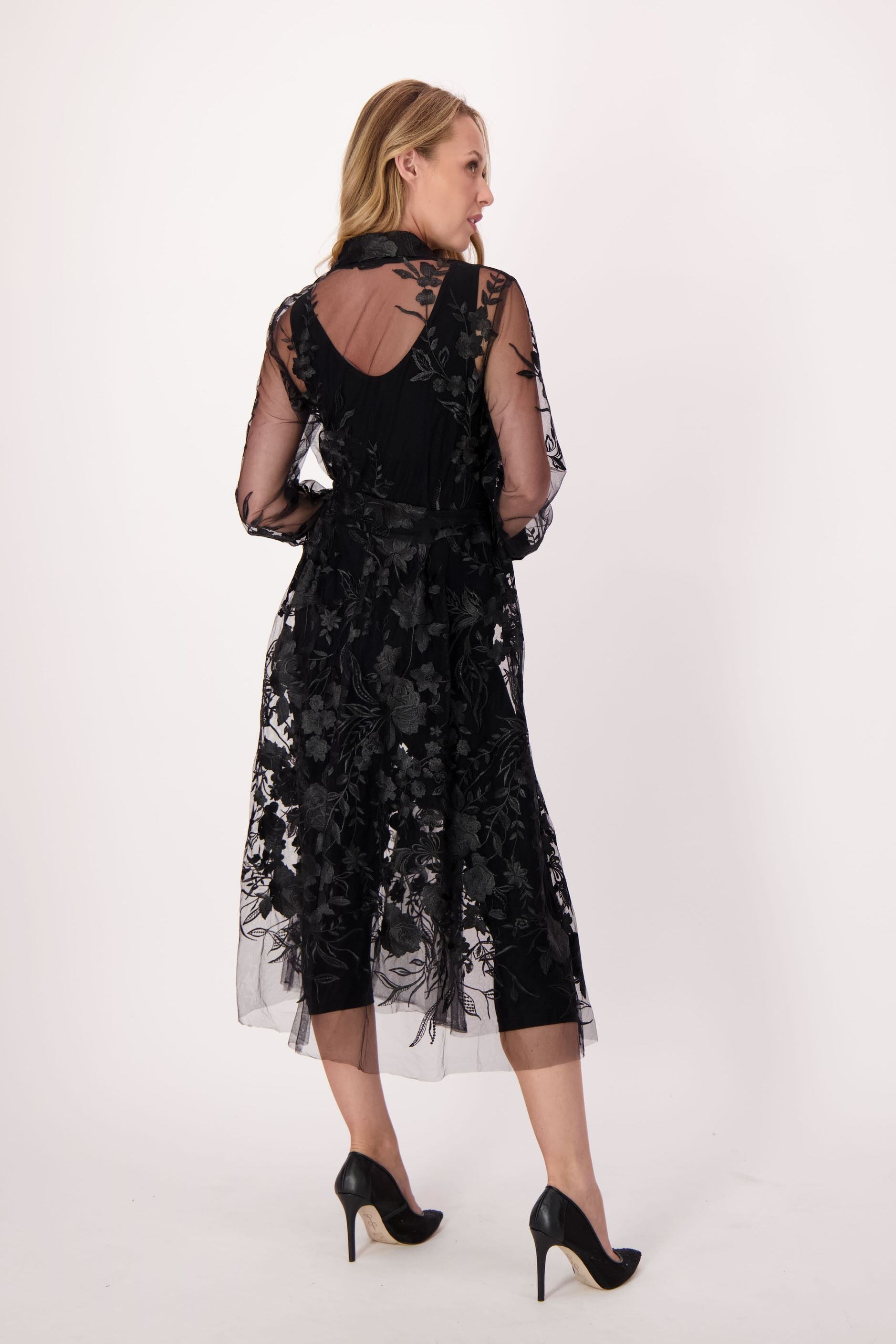 Black Lace Trench Dress/Jacket