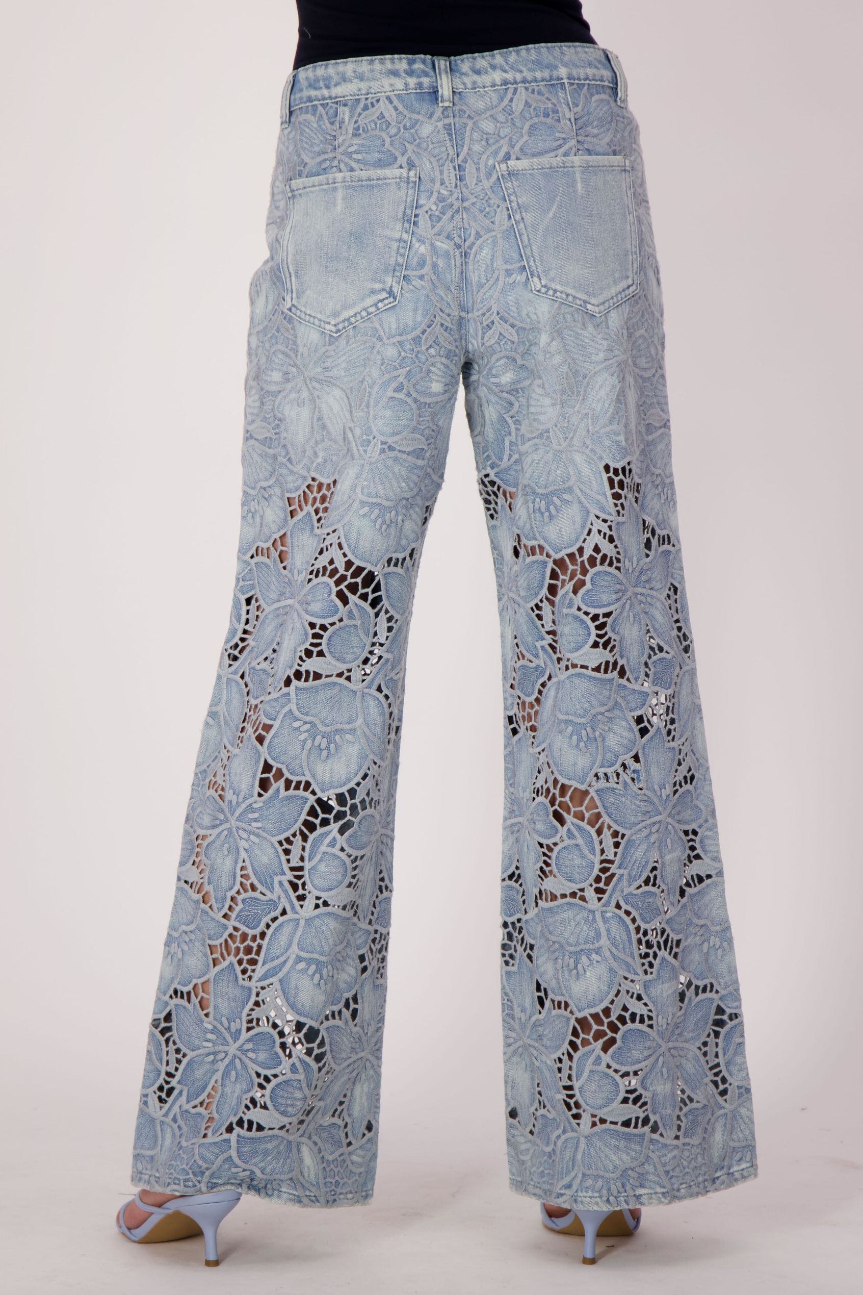 Floral Cutwork Embroidered Denim Pant