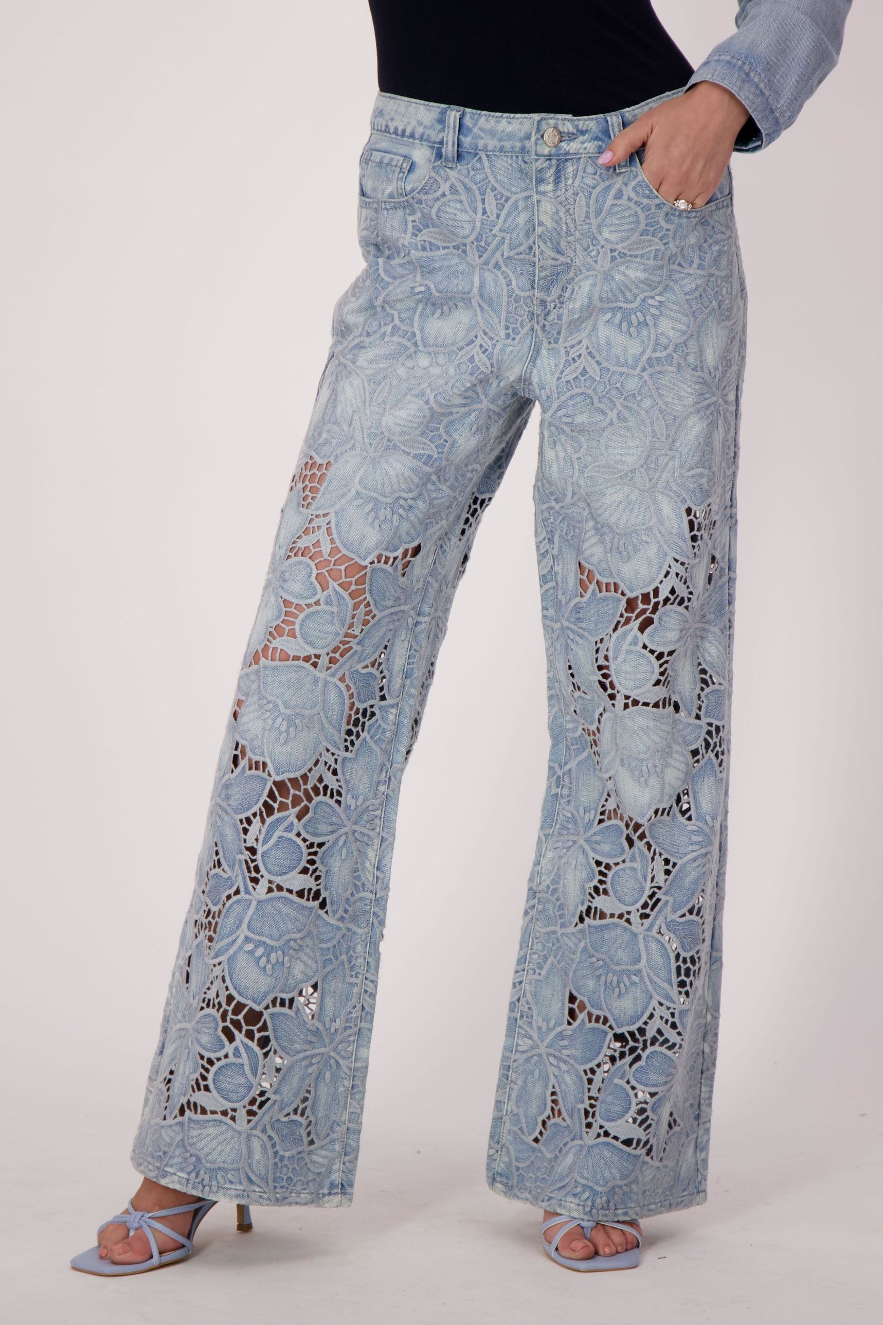 Floral Cutwork Embroidered Denim Pant