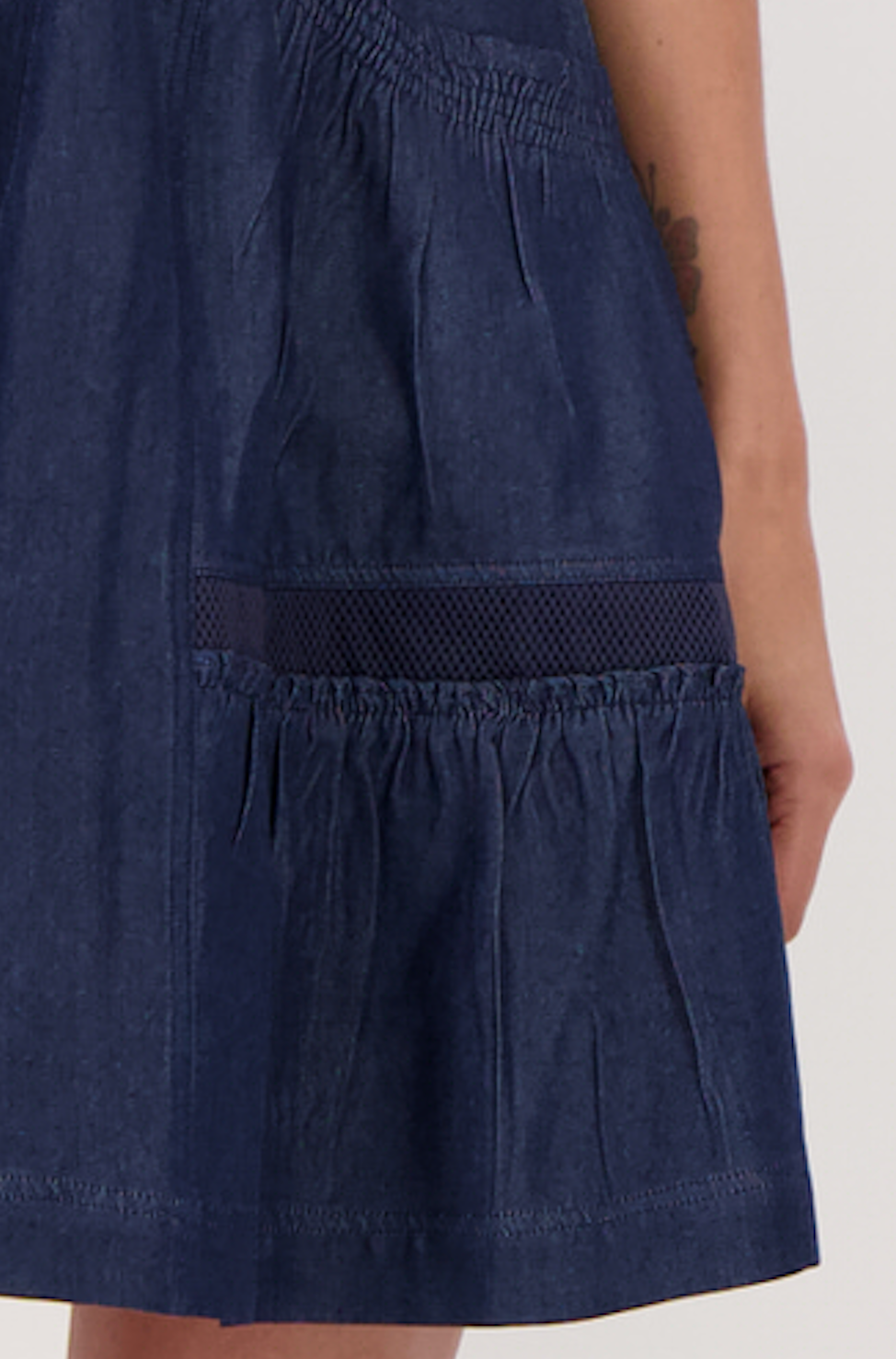 Tiered Mesh Insert Short Sleeve Dress