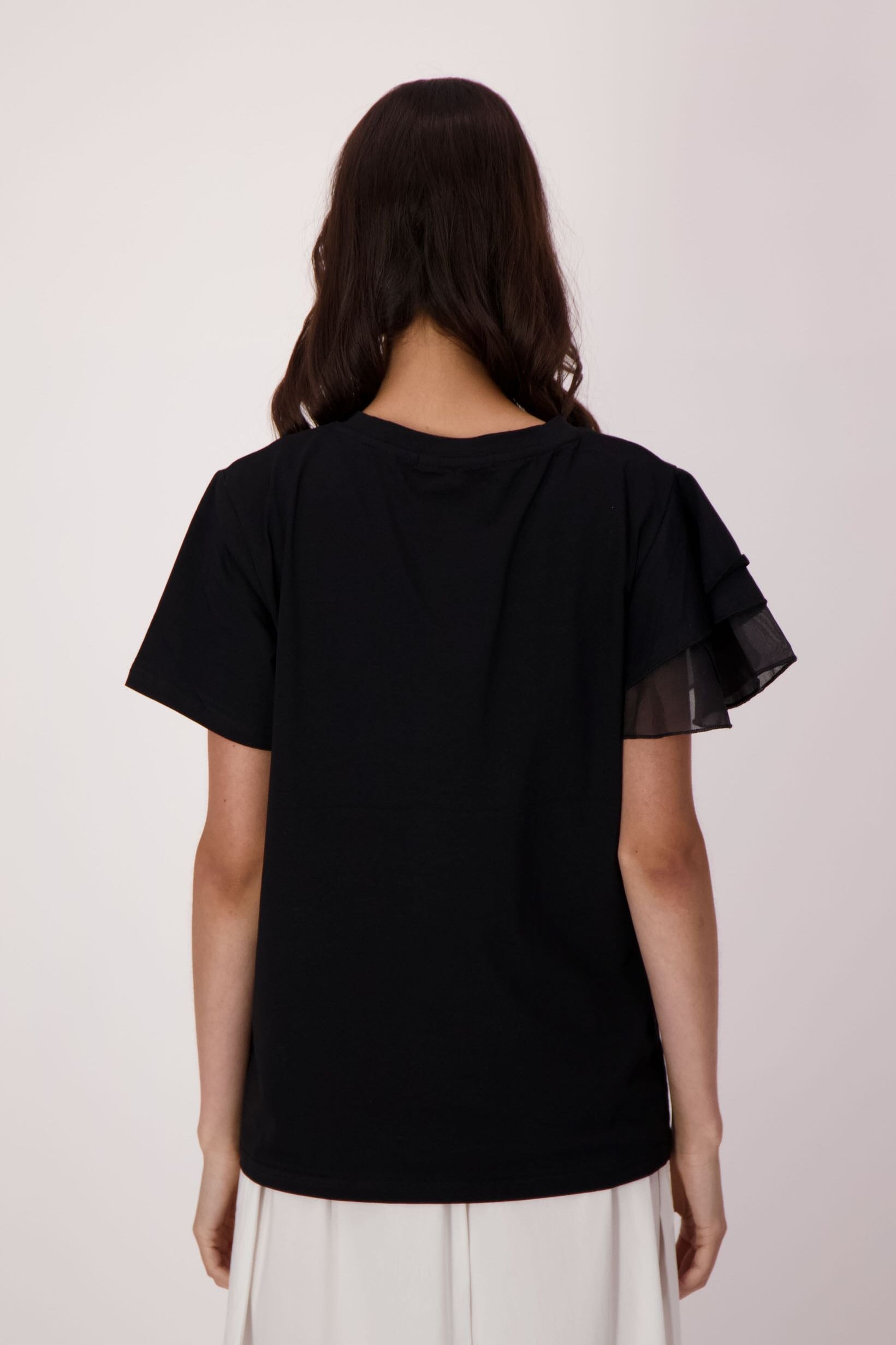 Asymmetrical Chiffon Floral Cotton T-Shirt