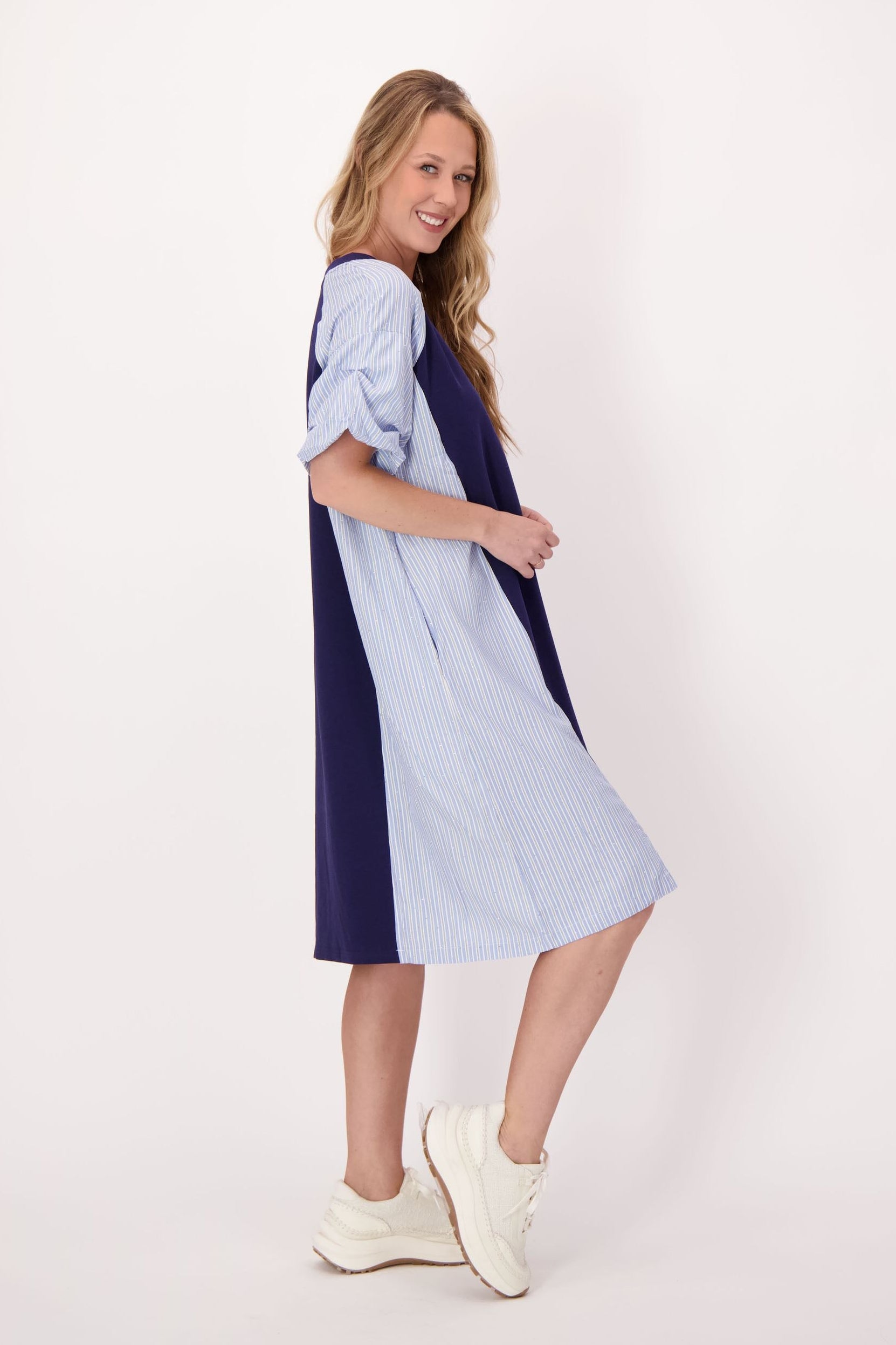 Sparkle Side Stripe V-Neck Dress