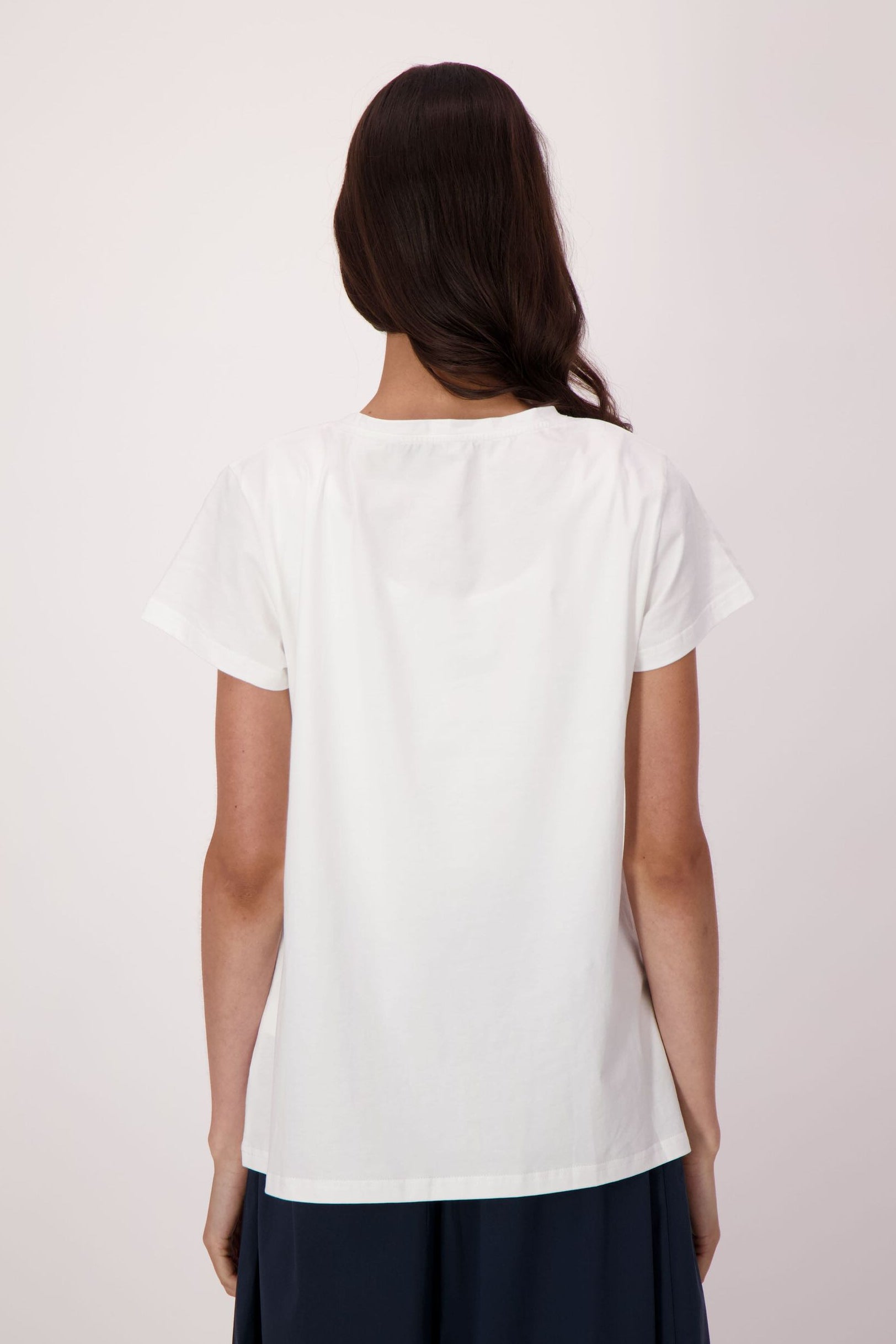 Stemmed Flower Applique Cotton T-Shirt