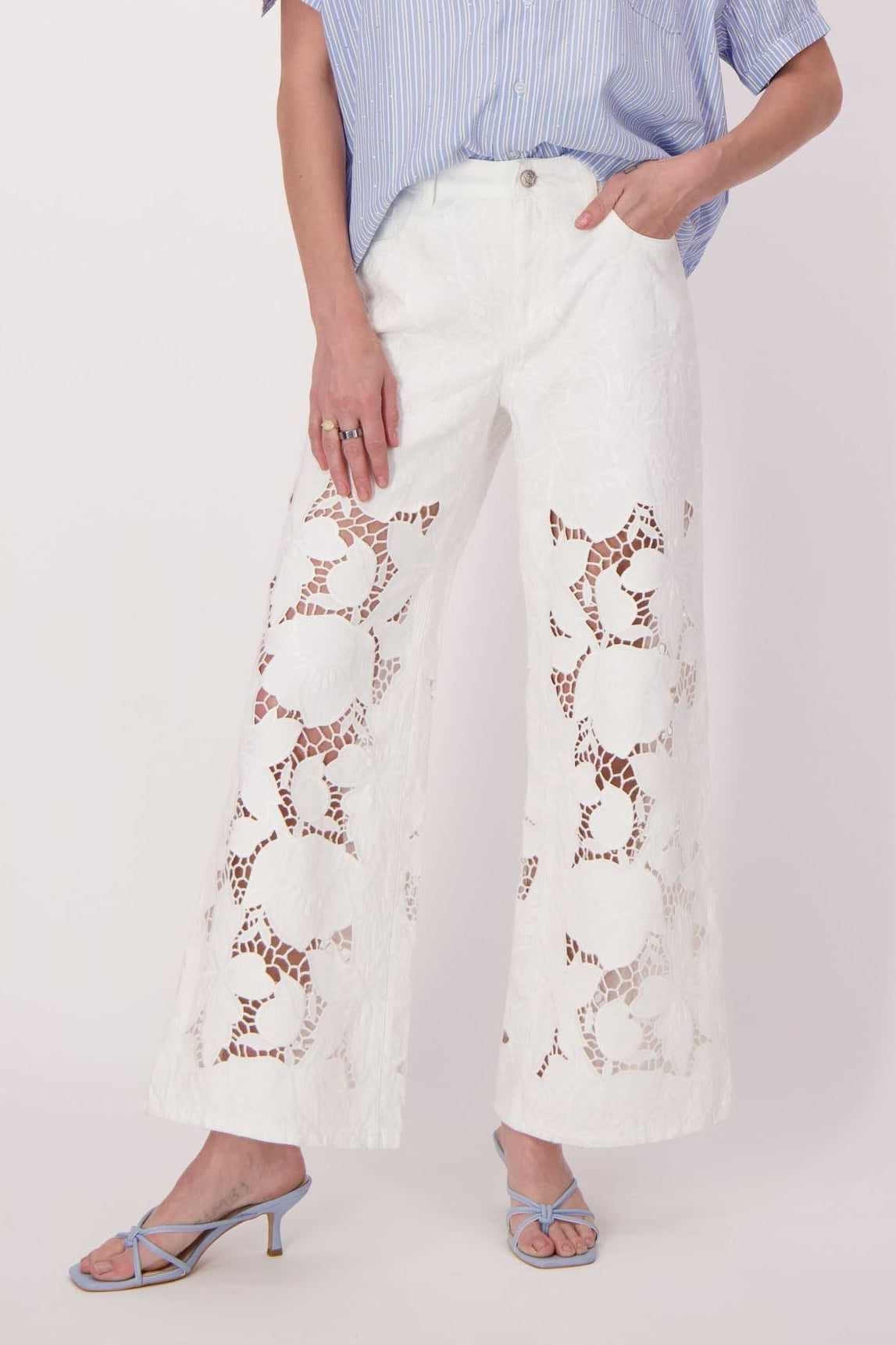 Floral Cutwork Embroidered Denim Pant