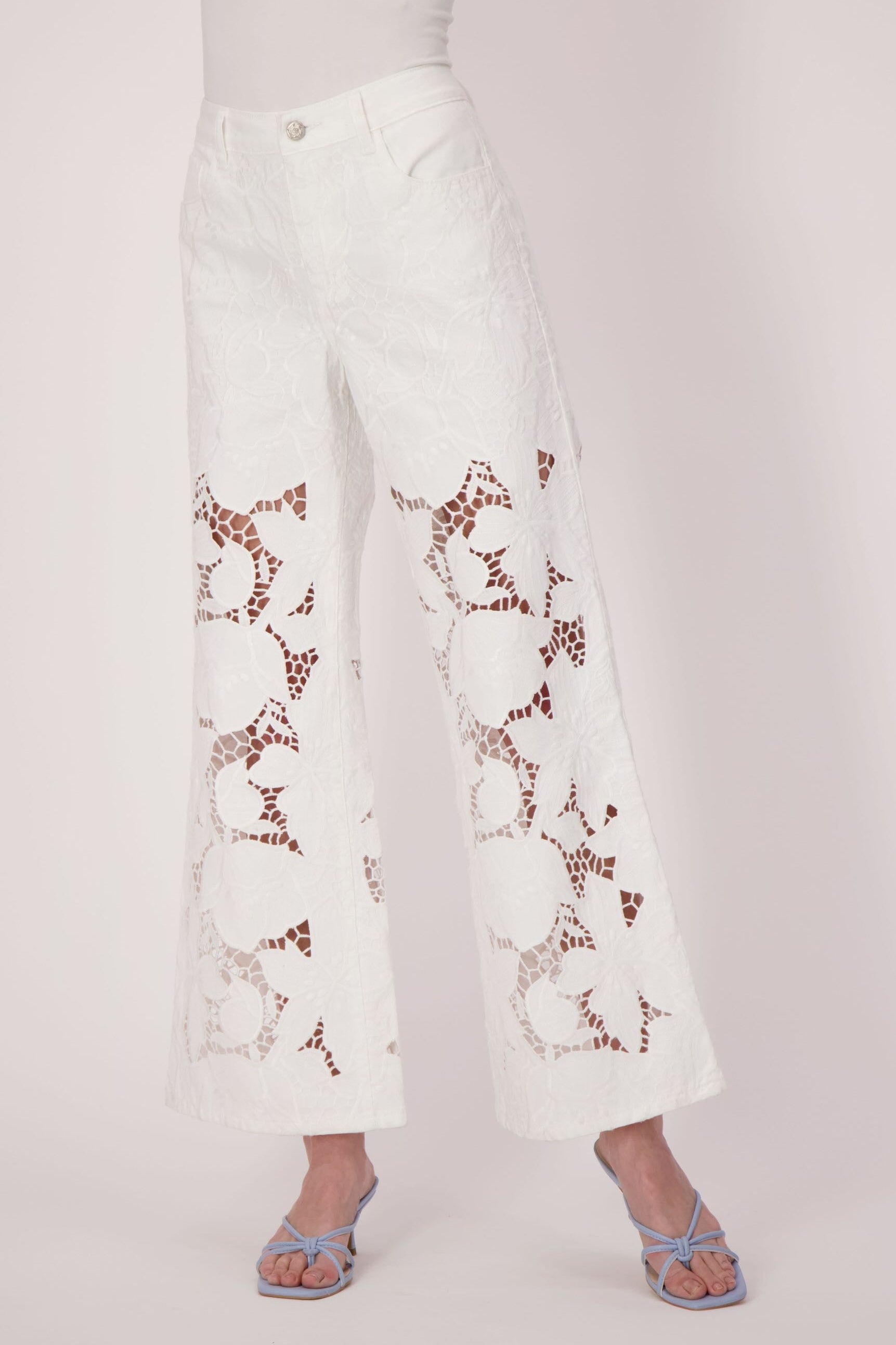 Floral Cutwork Embroidered Denim Pant