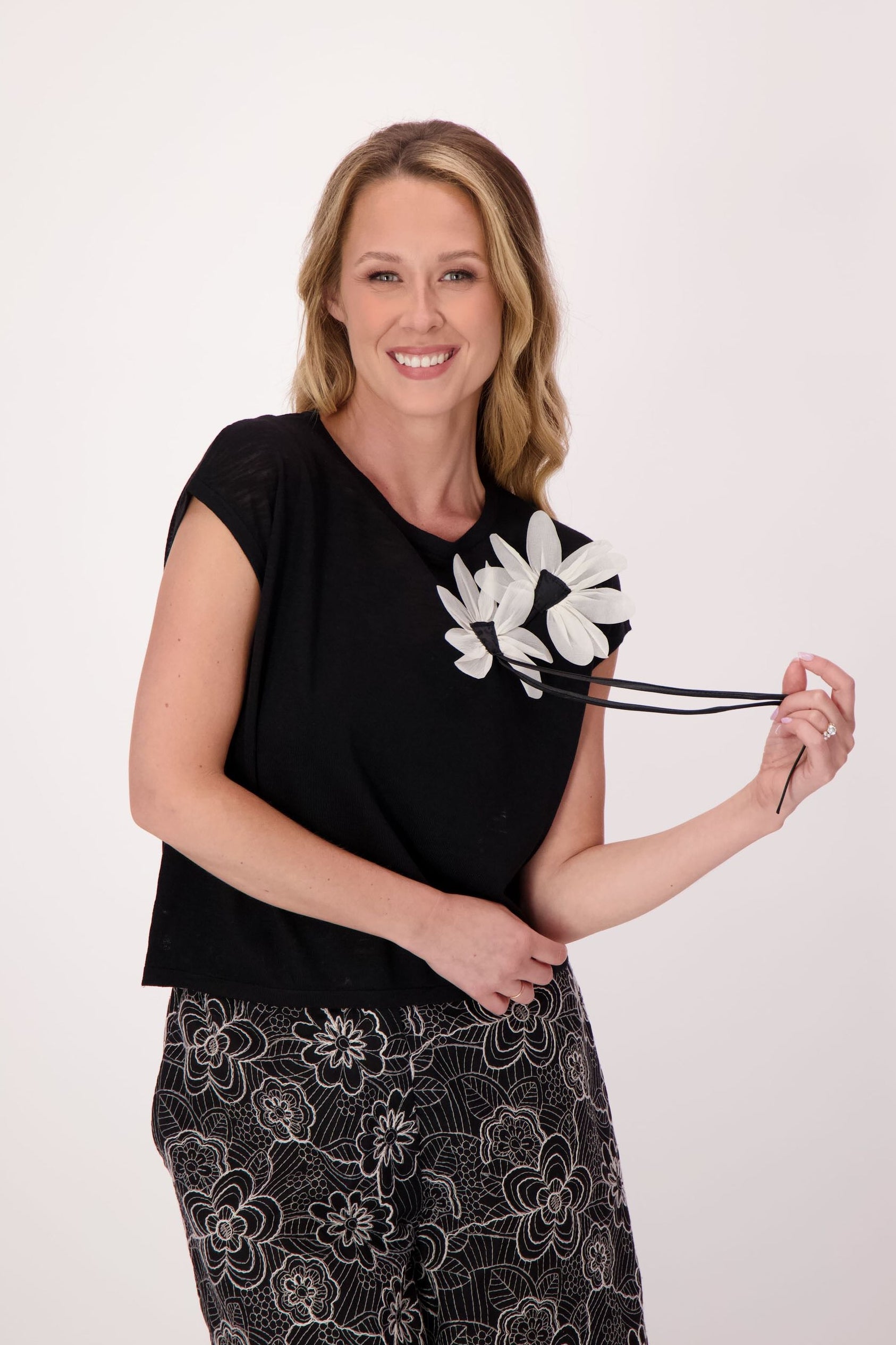 White Daisy Applique Sweater