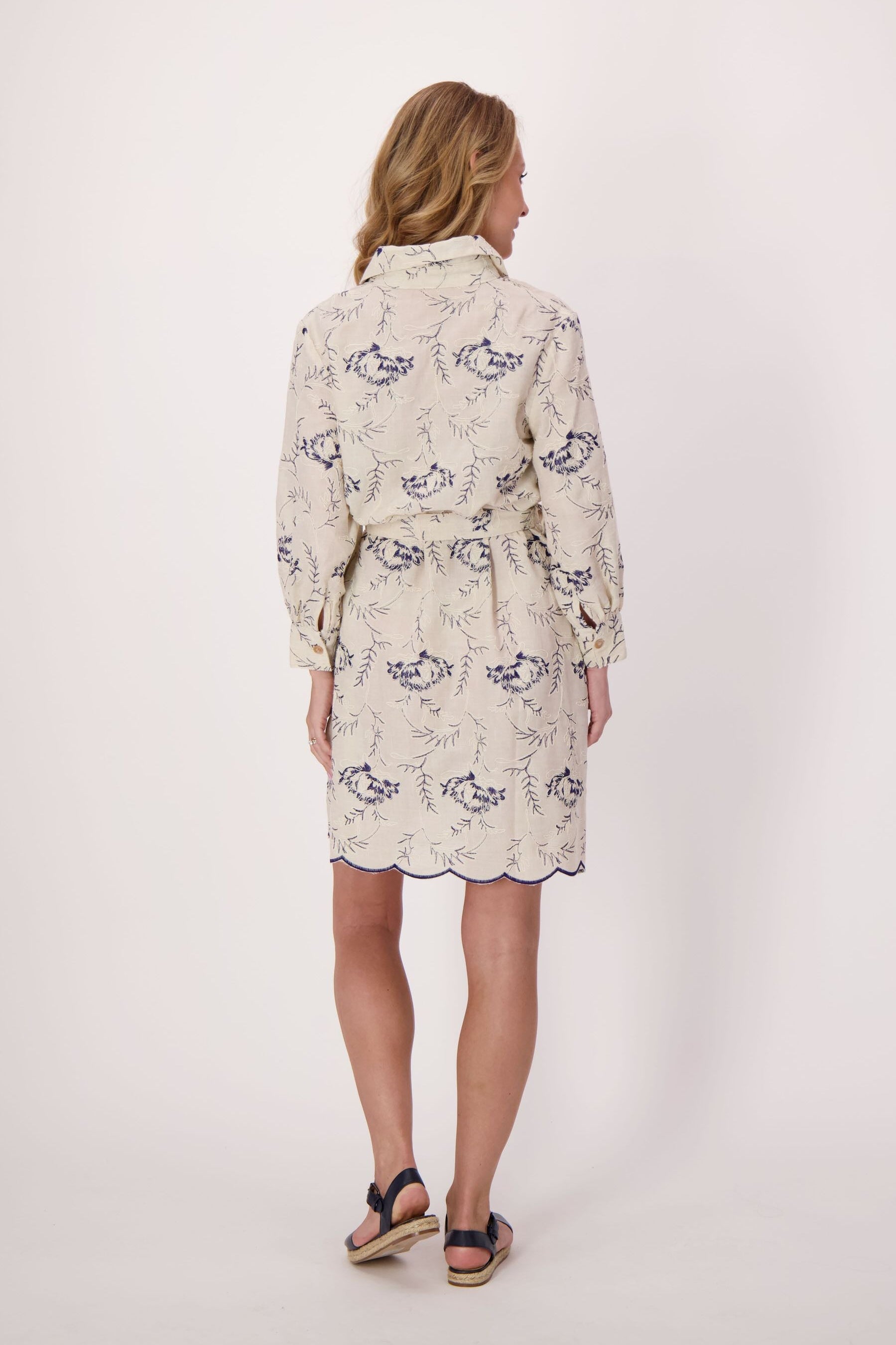 Embroidered Scallop Hem Dress