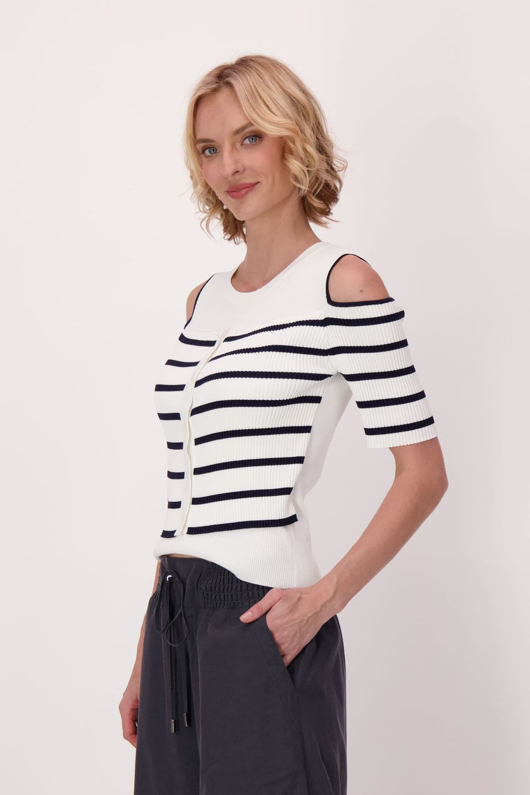 Stripe Front And Sleeve Sweater