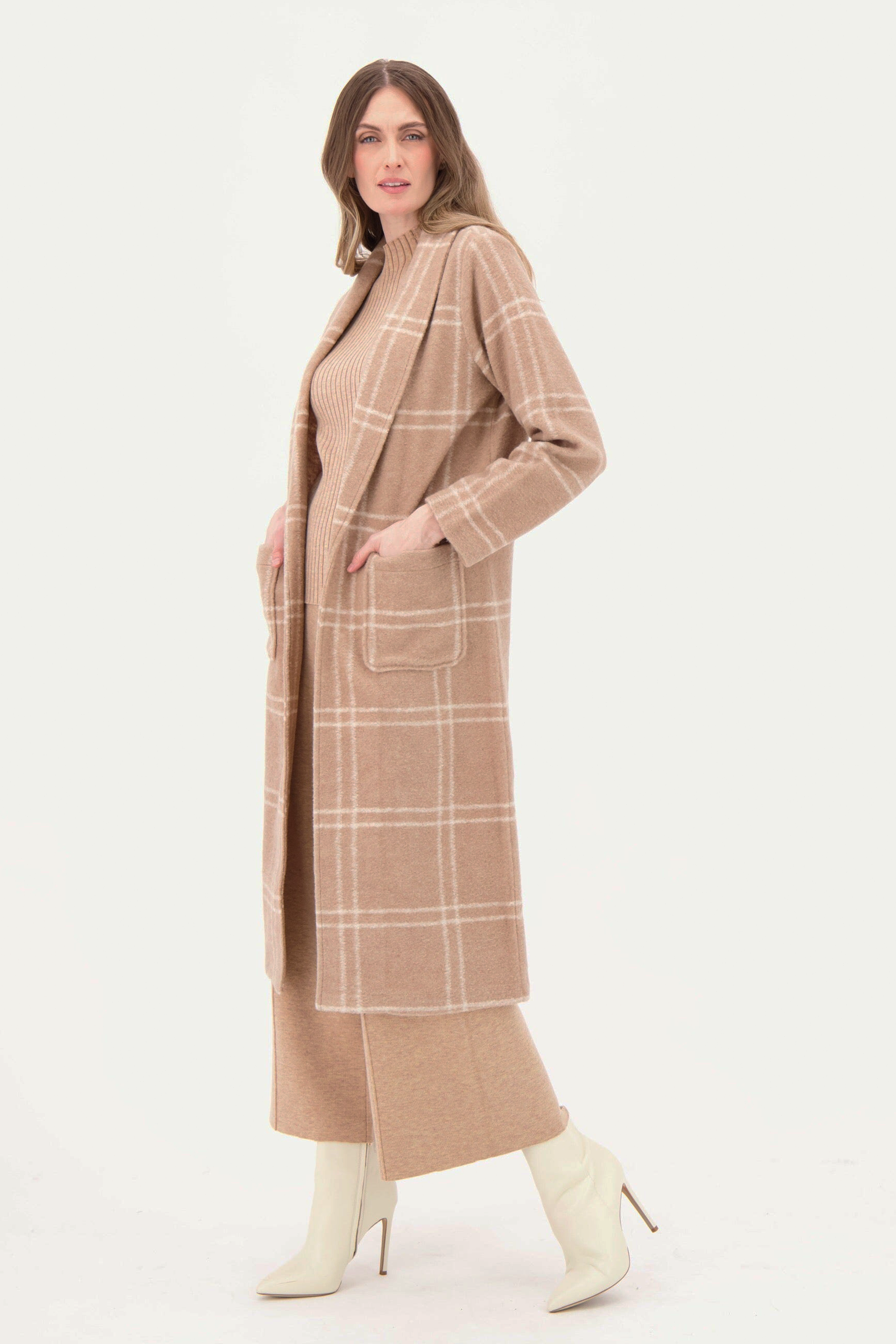 Oversized Plaid Wool Blend Shawl Collar Coat
