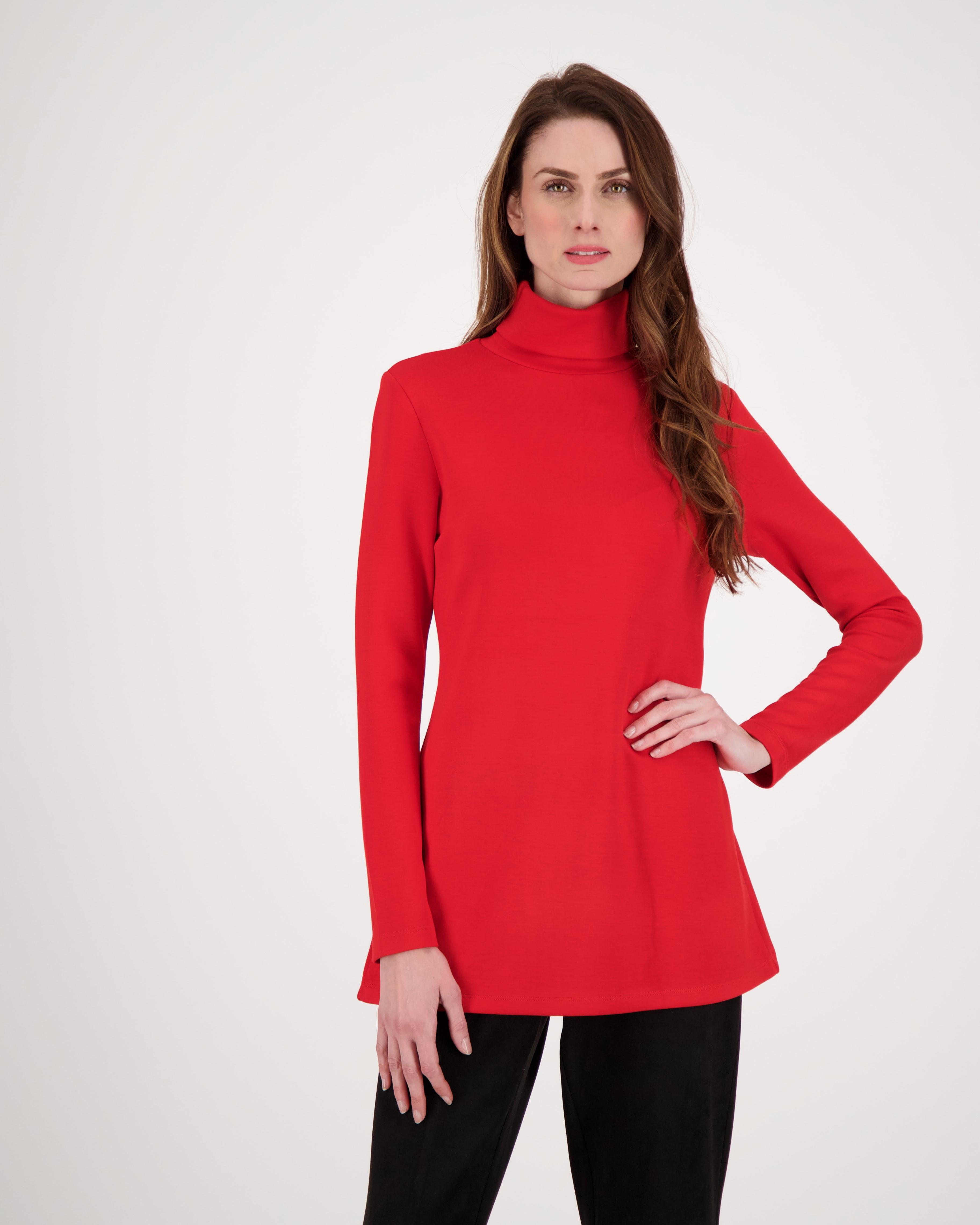 Spanner Turtleneck A Line Tunic Top RED L