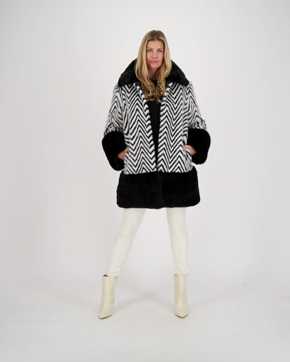 Limited Edition Chevron Faux Fur Coat