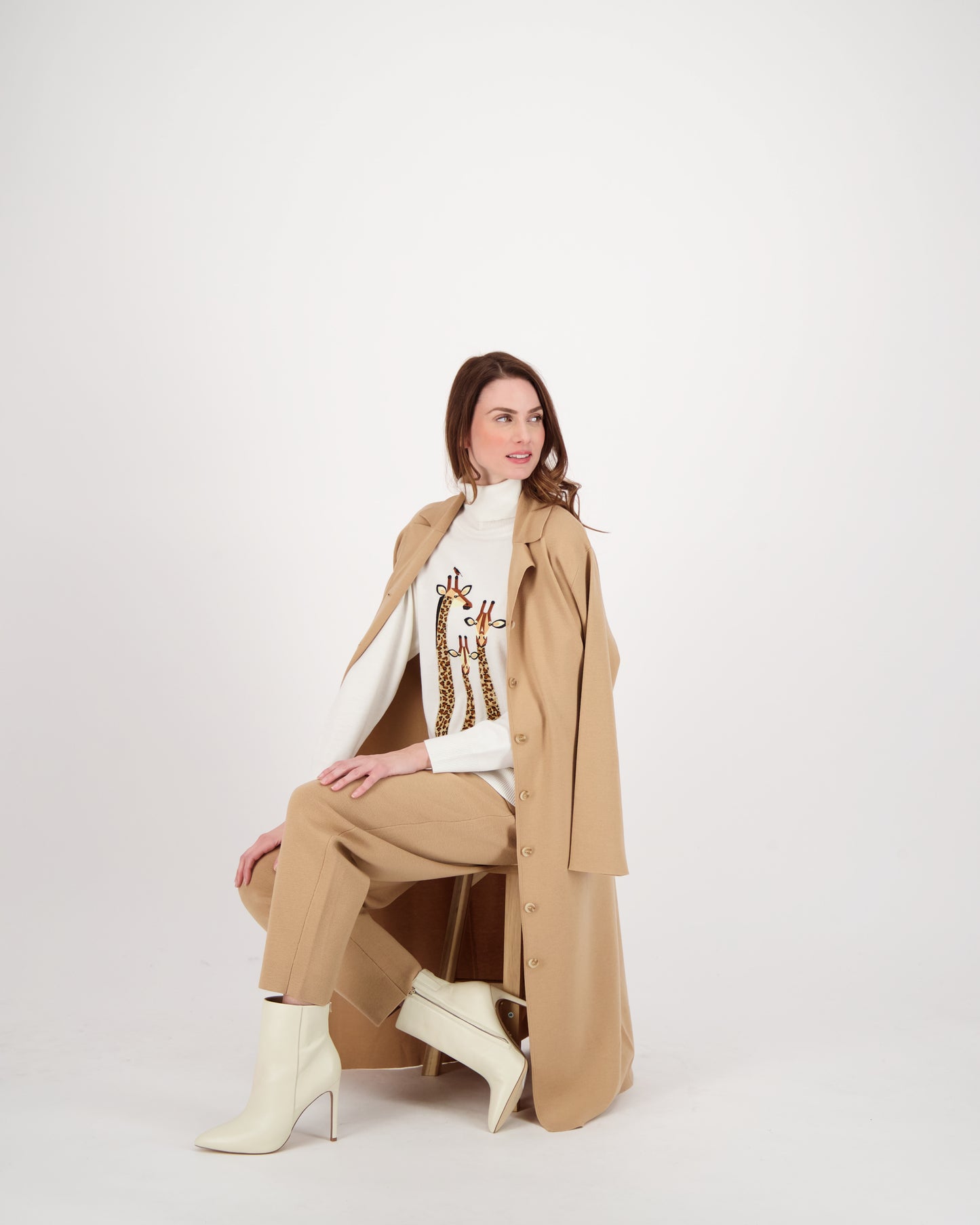 Collared Belted Long Knit Cardigan