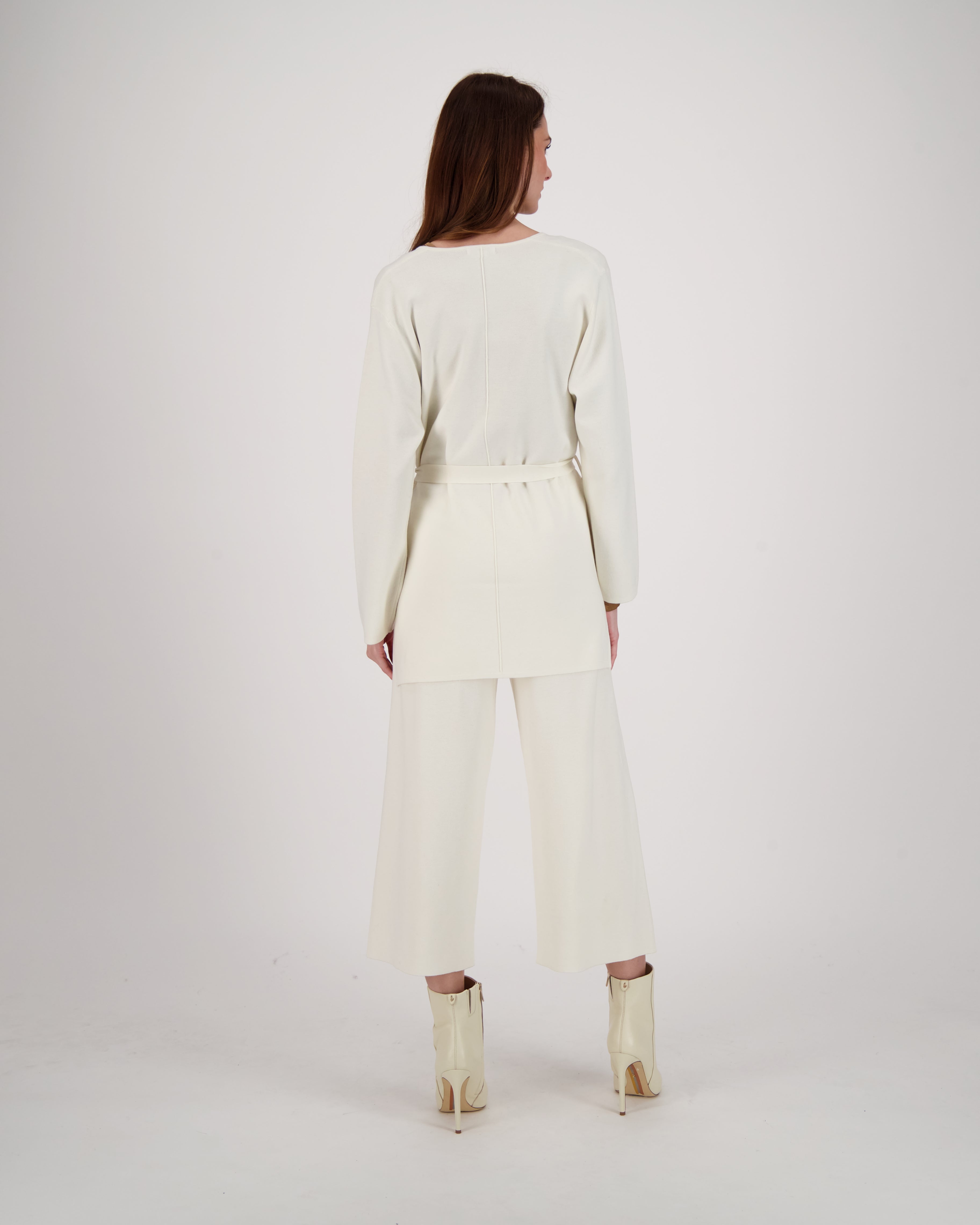 Collared Belted Relaxed Fit Knit Cardigan