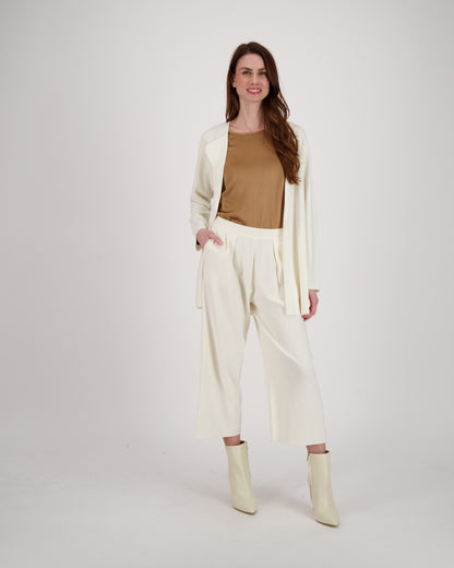 Collared Belted Relaxed Fit Knit Cardigan