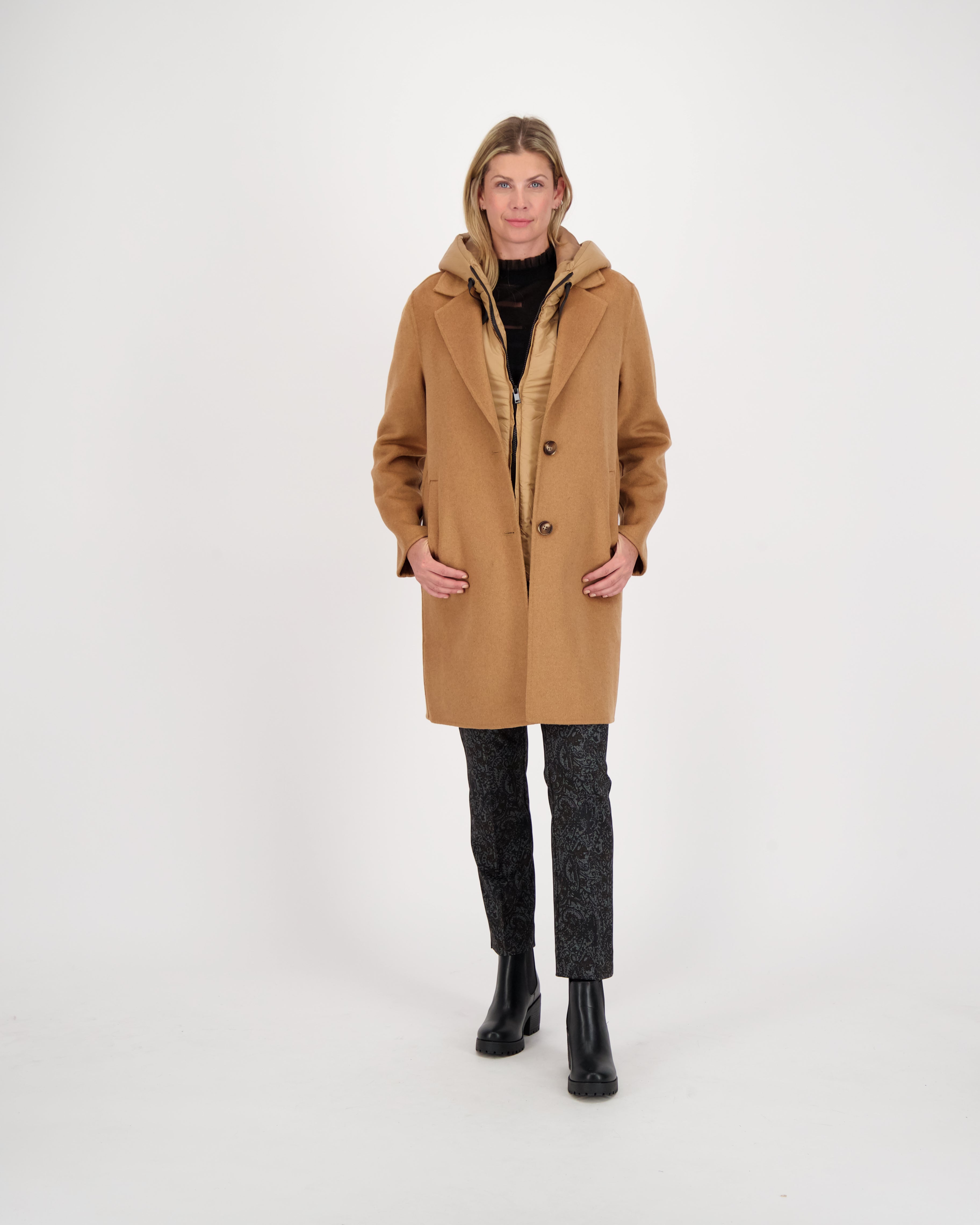 Coat With Hooded Puffer Vest