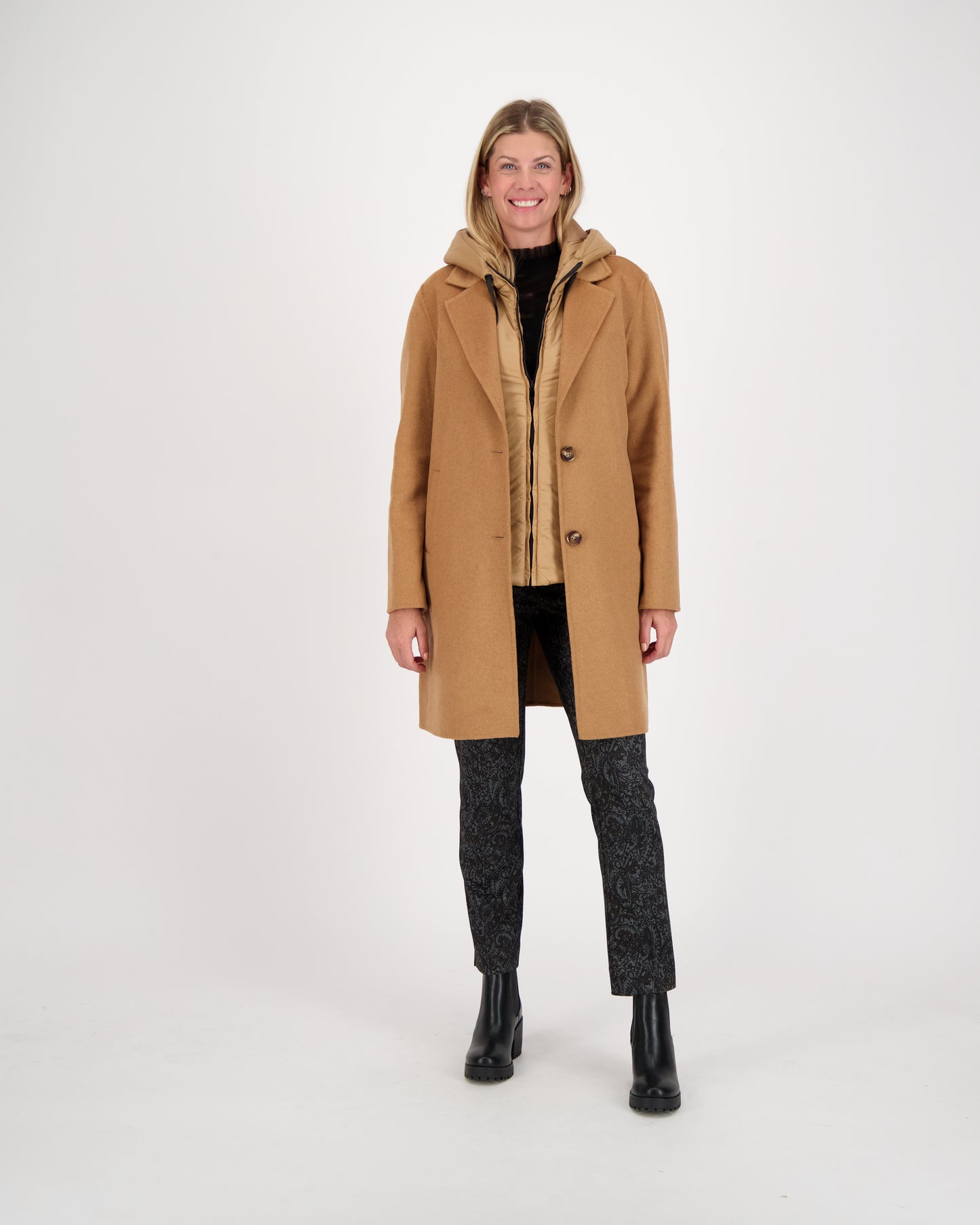 Coat With Hooded Puffer Vest