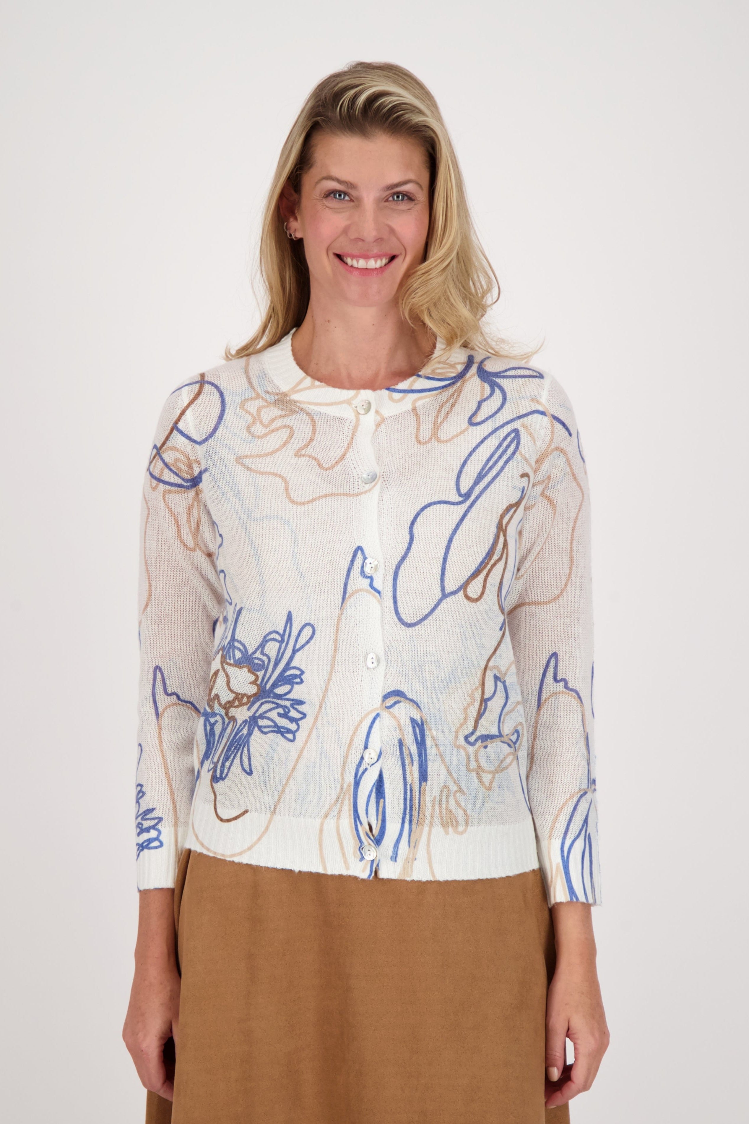 Flora Water Print Cardigan