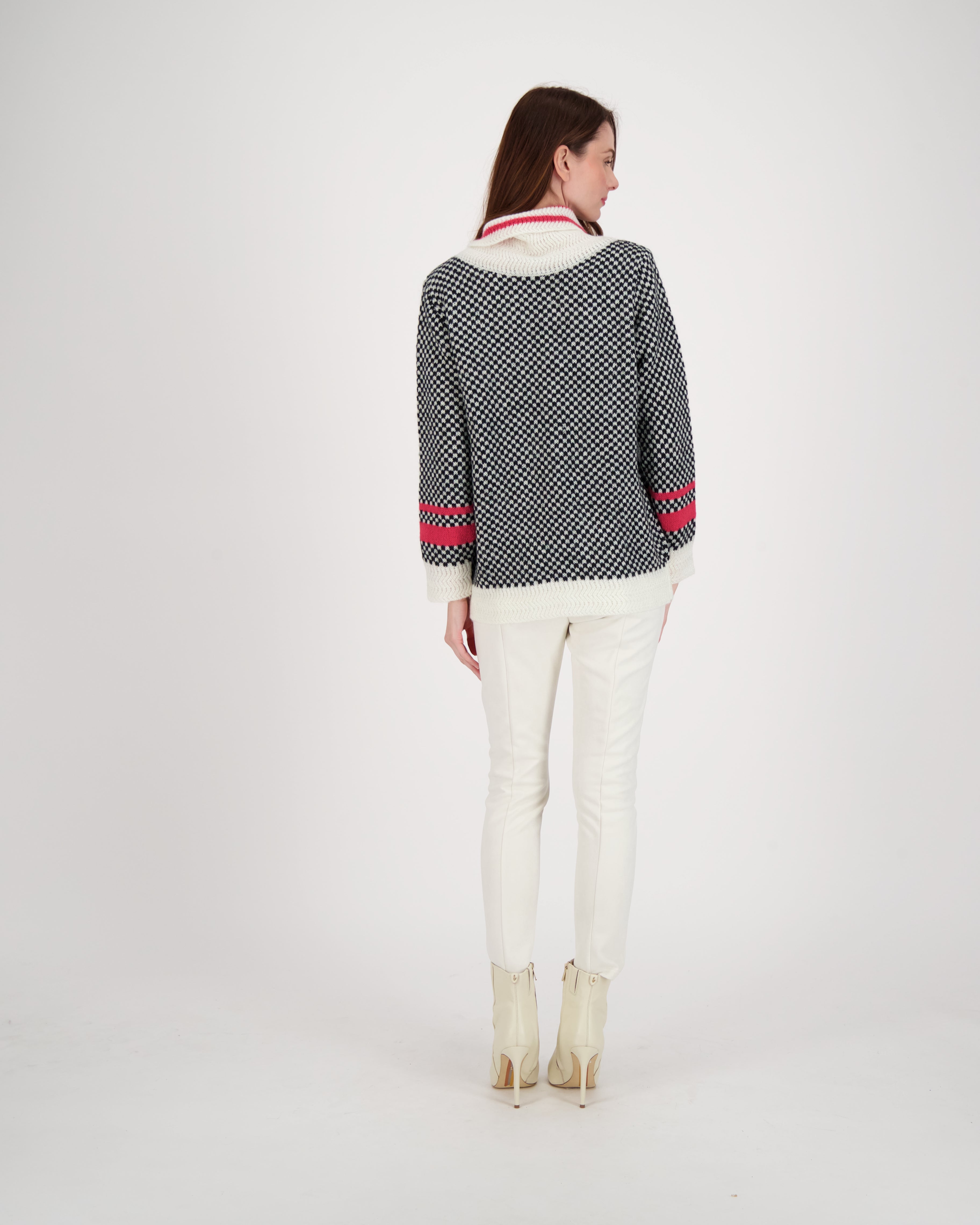 Micro Check Turtle Neck Sweater