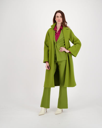 Wool Blend Coat With Notched Lapel Collar
