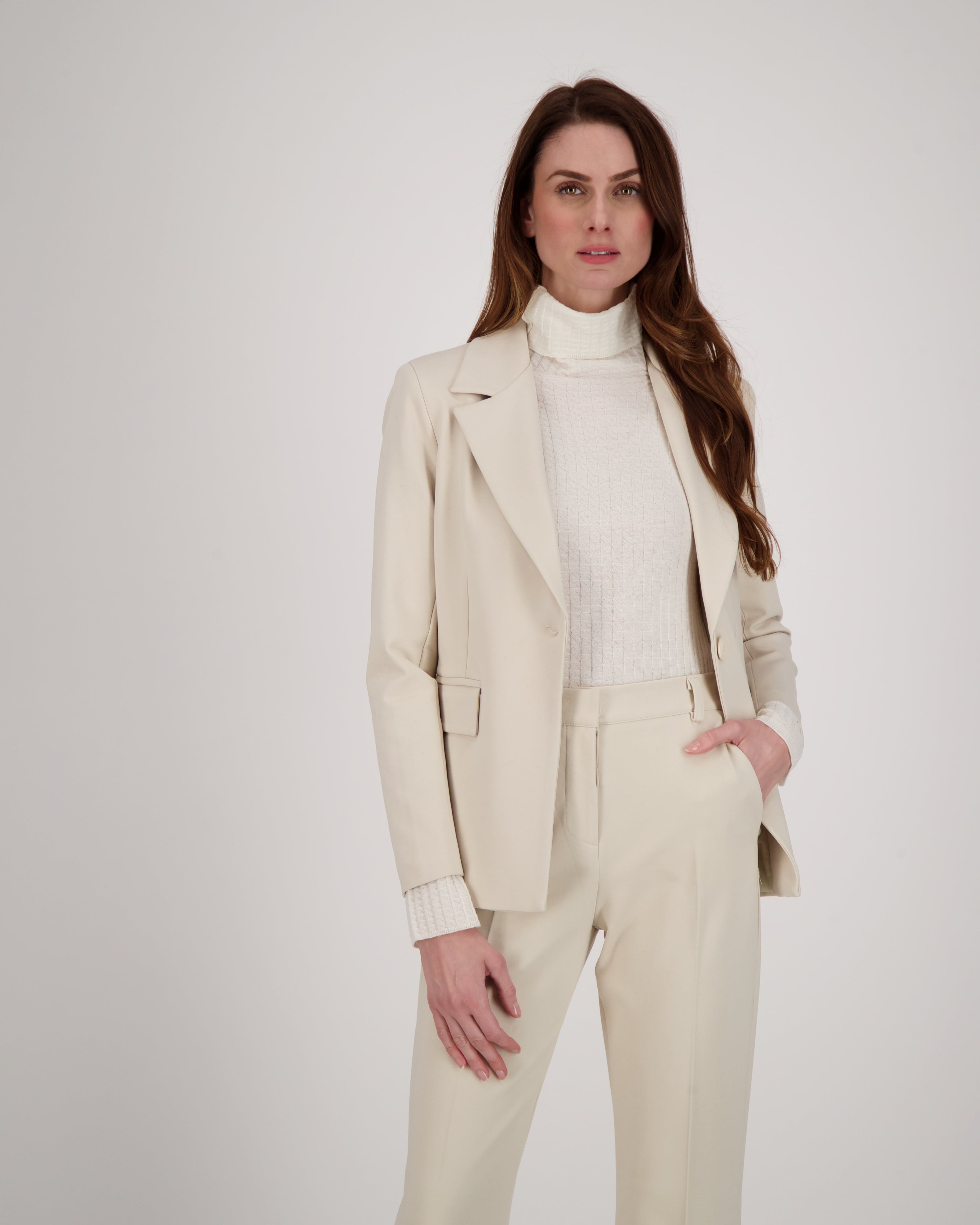 Single Button Lapel Collar Blazer