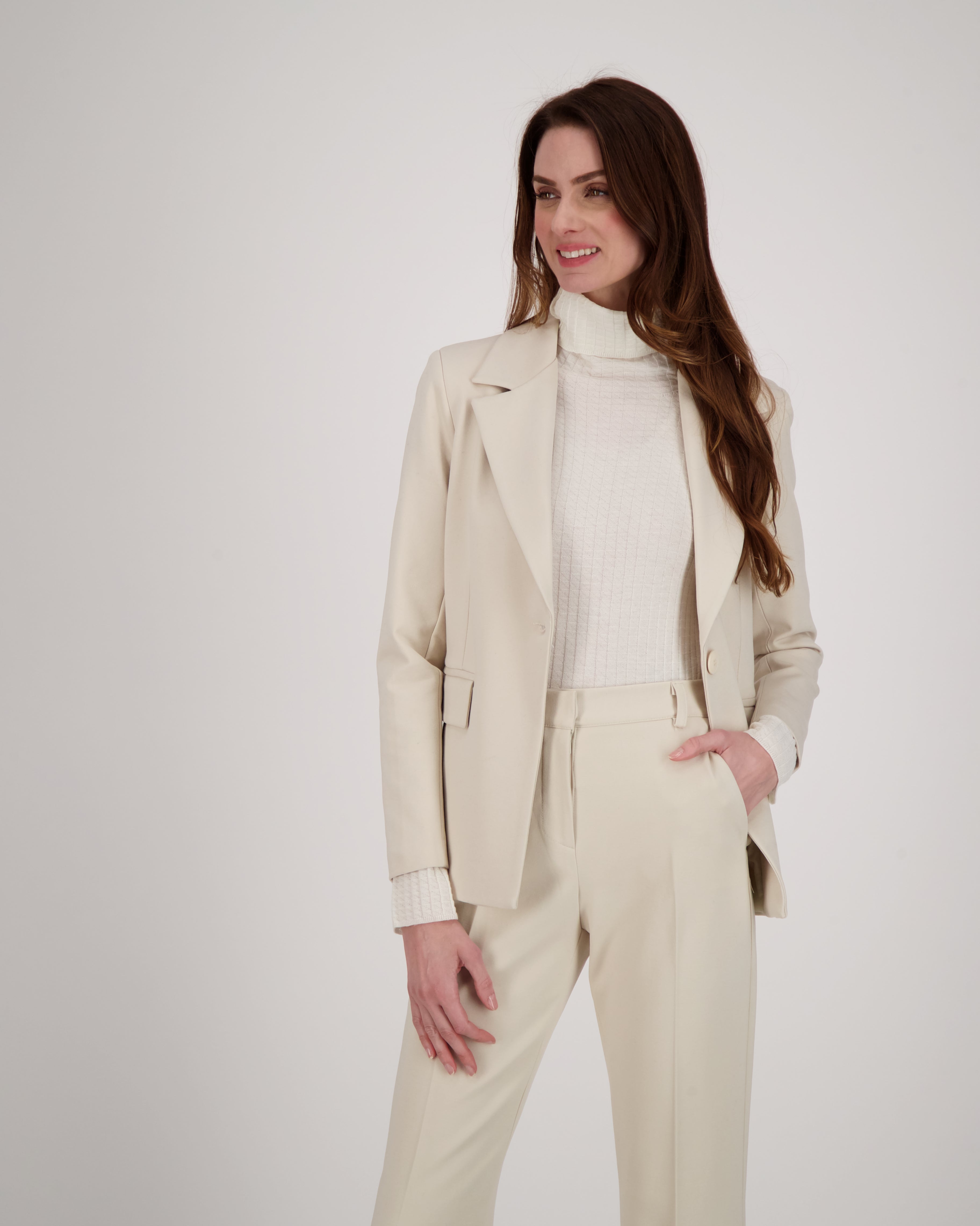 Single Button Lapel Collar Blazer