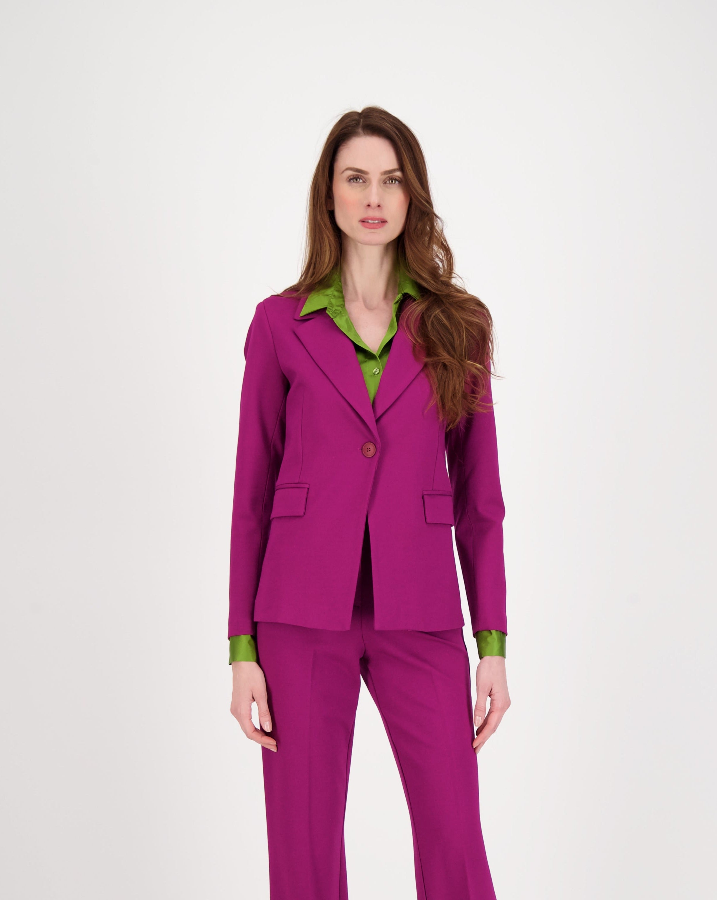 Single Button Lapel Collar Blazer
