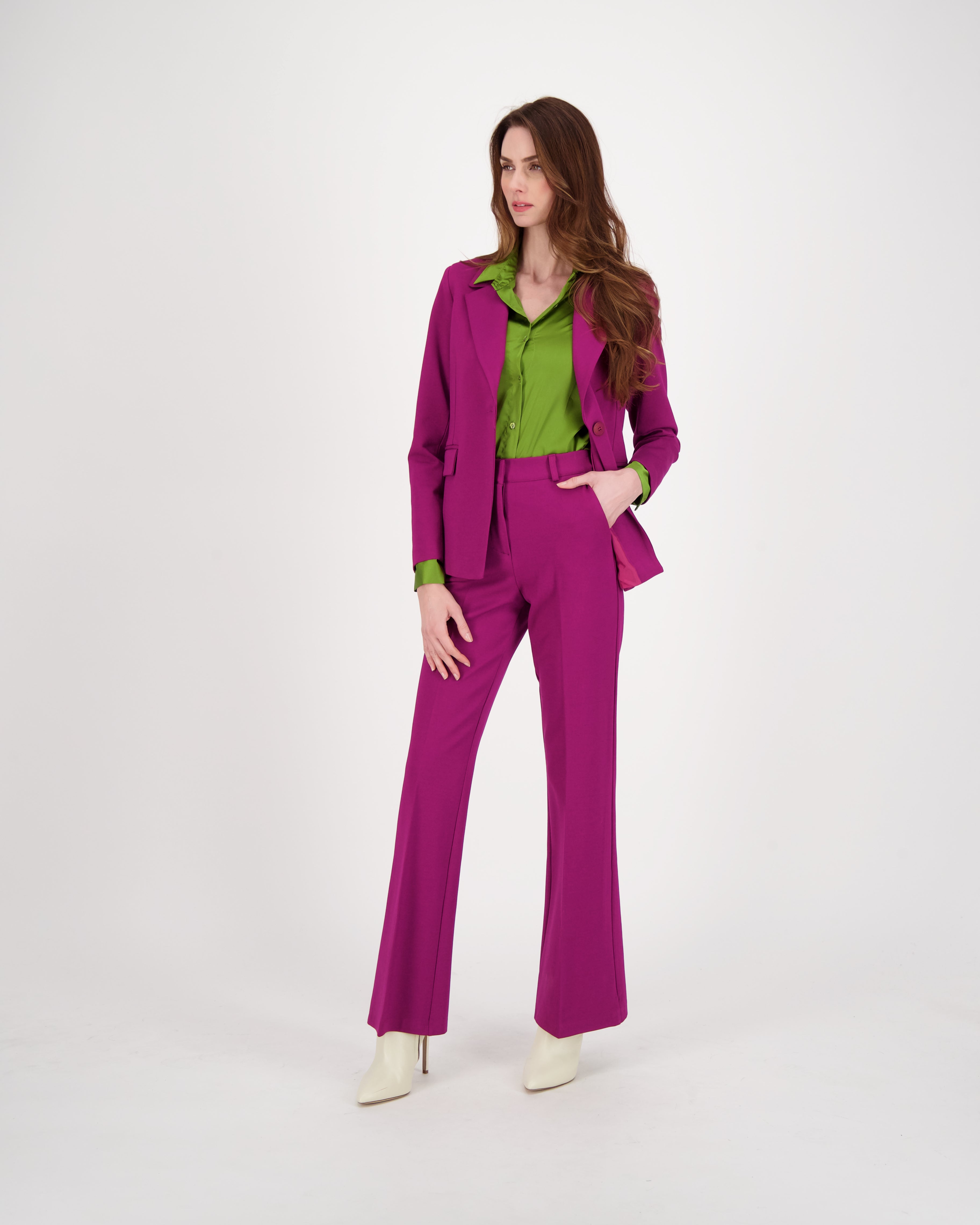 Single Button Lapel Collar Blazer