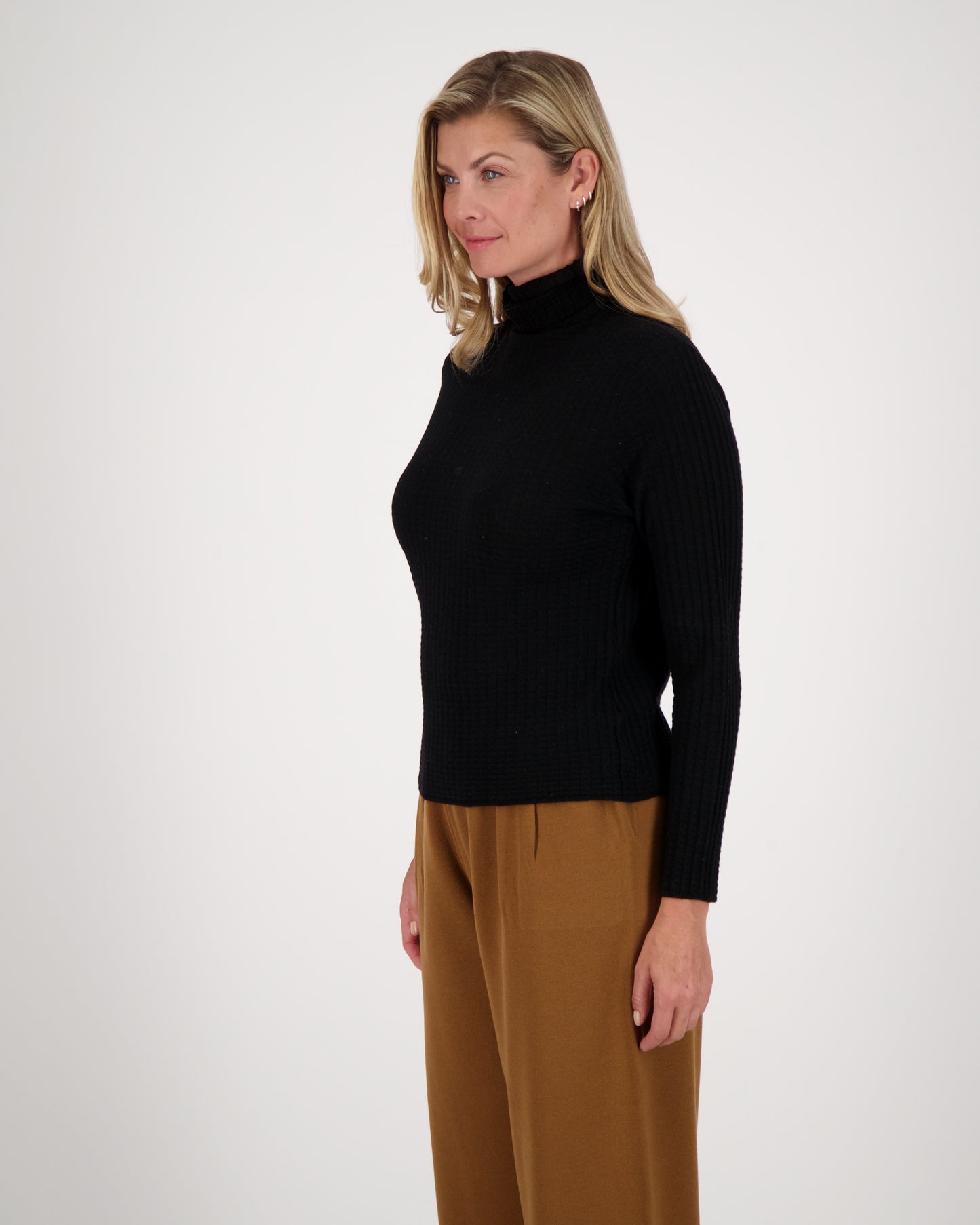 Turtle Neck Waffle Knit Layering Top